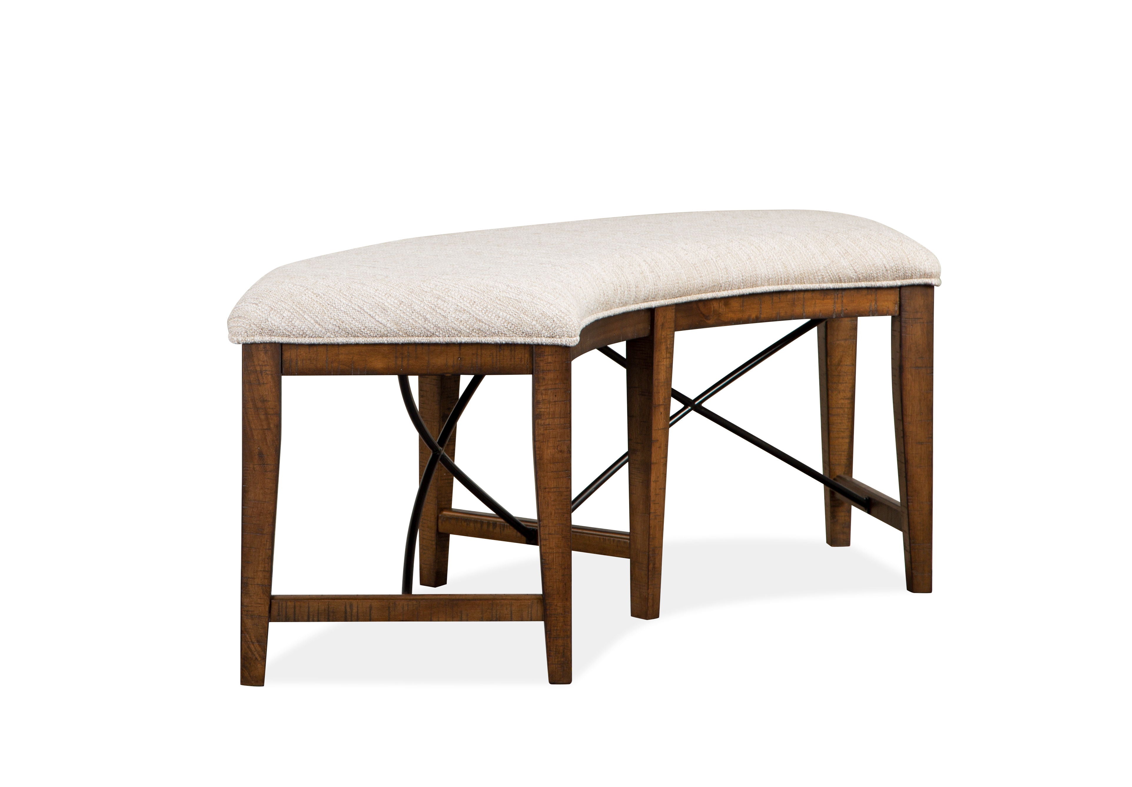 Bay Creek - Curved Bench With Upholstered Seat - Toasted Nutmeg