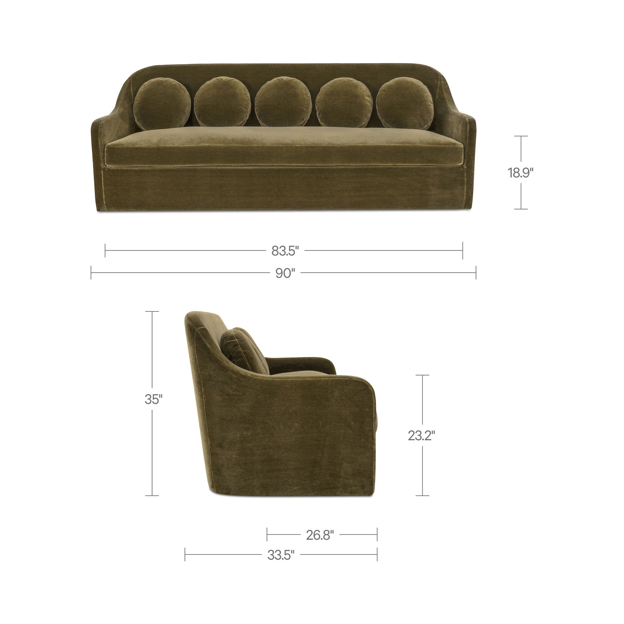 Rialto - Faux Mohair Sofa - Dark Green