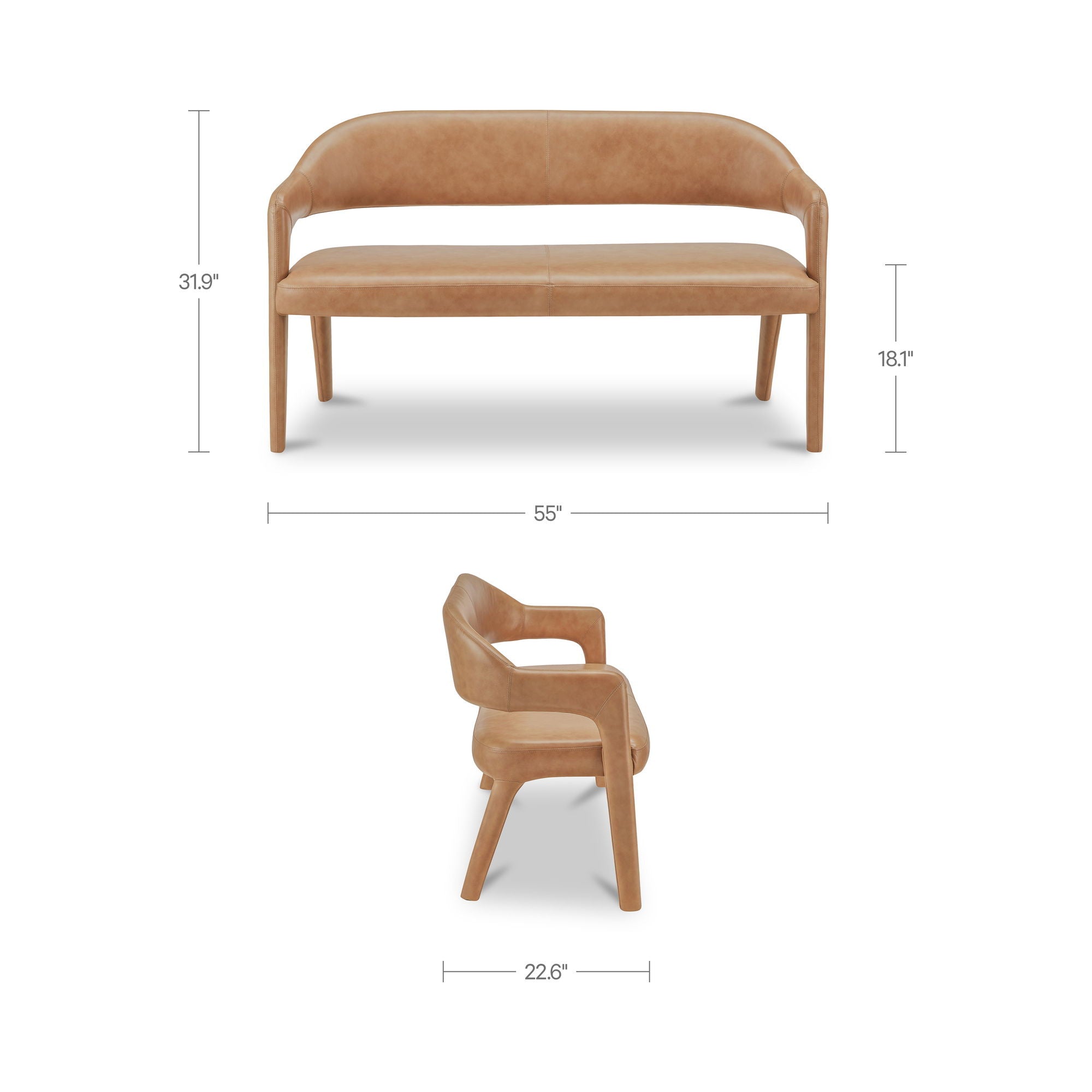 Martens - Dining Bench Leather - Tan