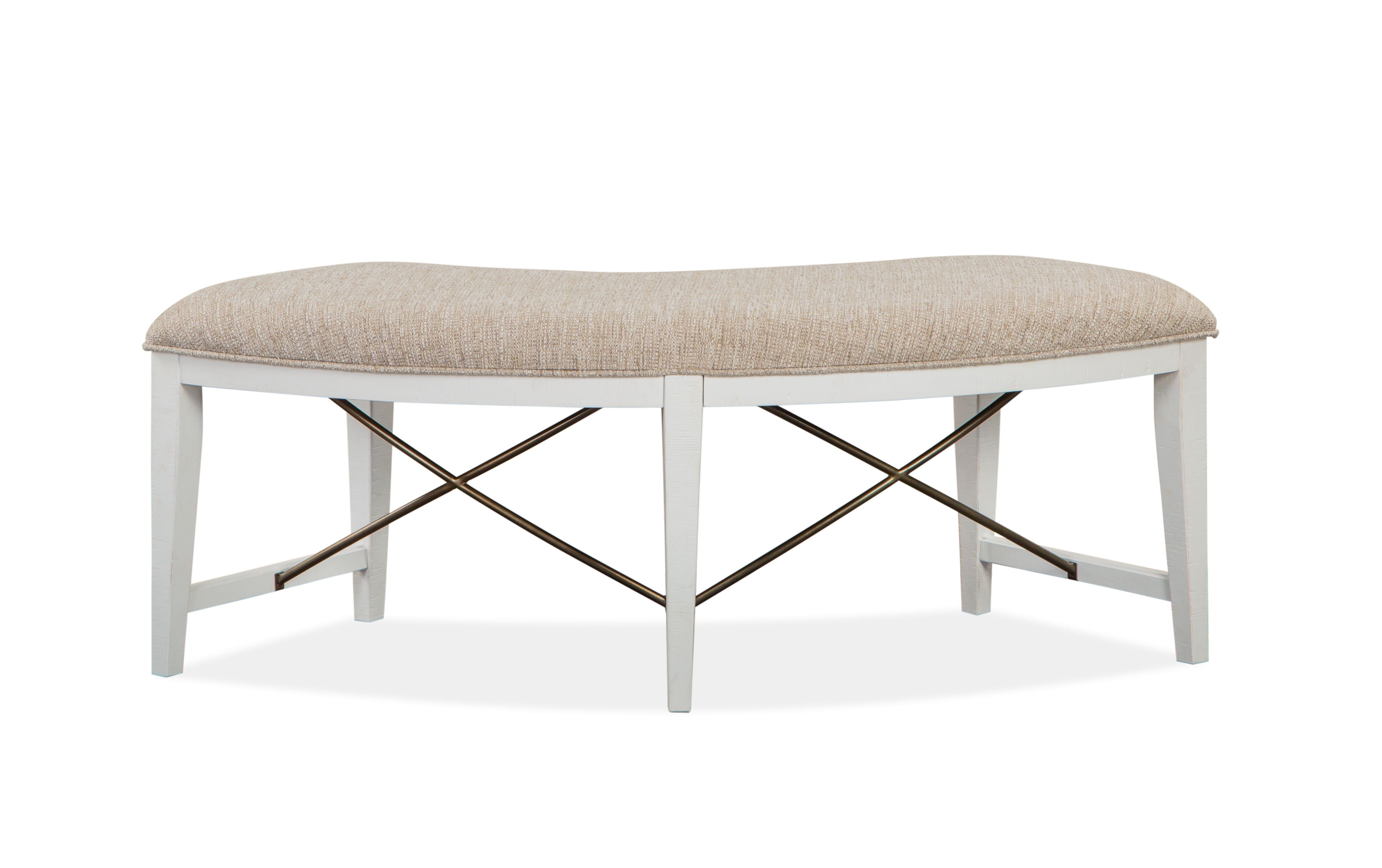 Heron Cove - Curved Bench With Upholstered Seat - Chalk White