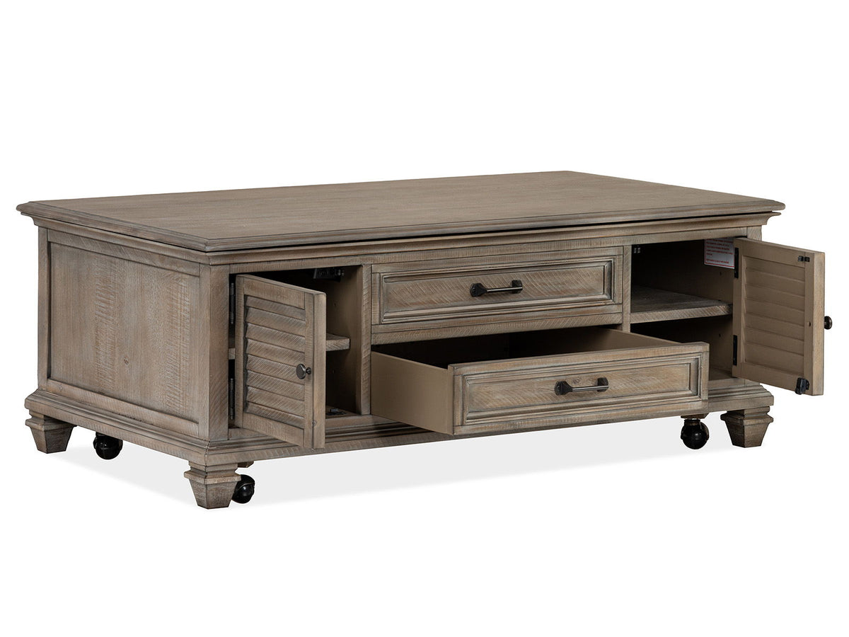 Lancaster - Lift Top Storage Cocktail Table (With Casters) - Dove Tail Gray