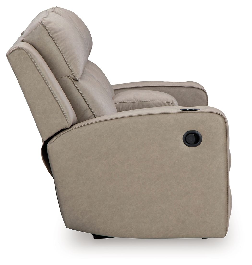 Lavenhorne - Pebble - Dbl Reclining Loveseat W/Console - Faux Leather