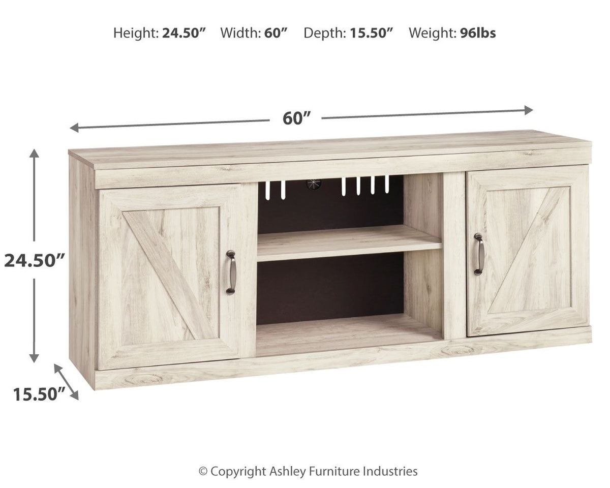 Bellaby - 60" TV Stand w/Fireplace Option - Whitewash