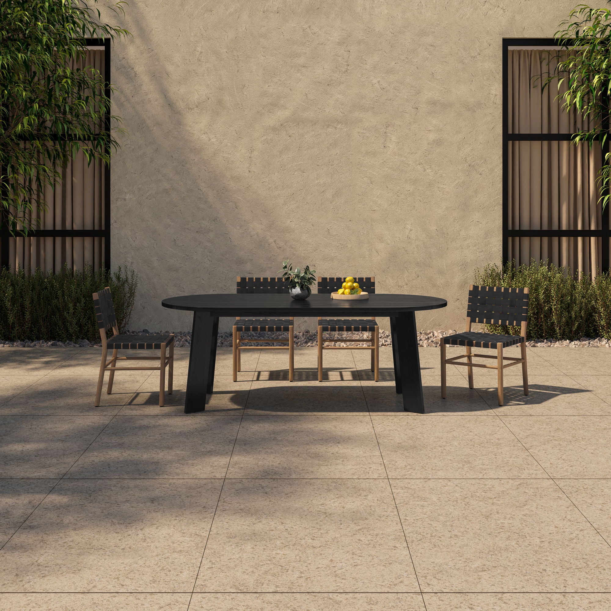 Delta - Oval Outdoor Dining Table - Black