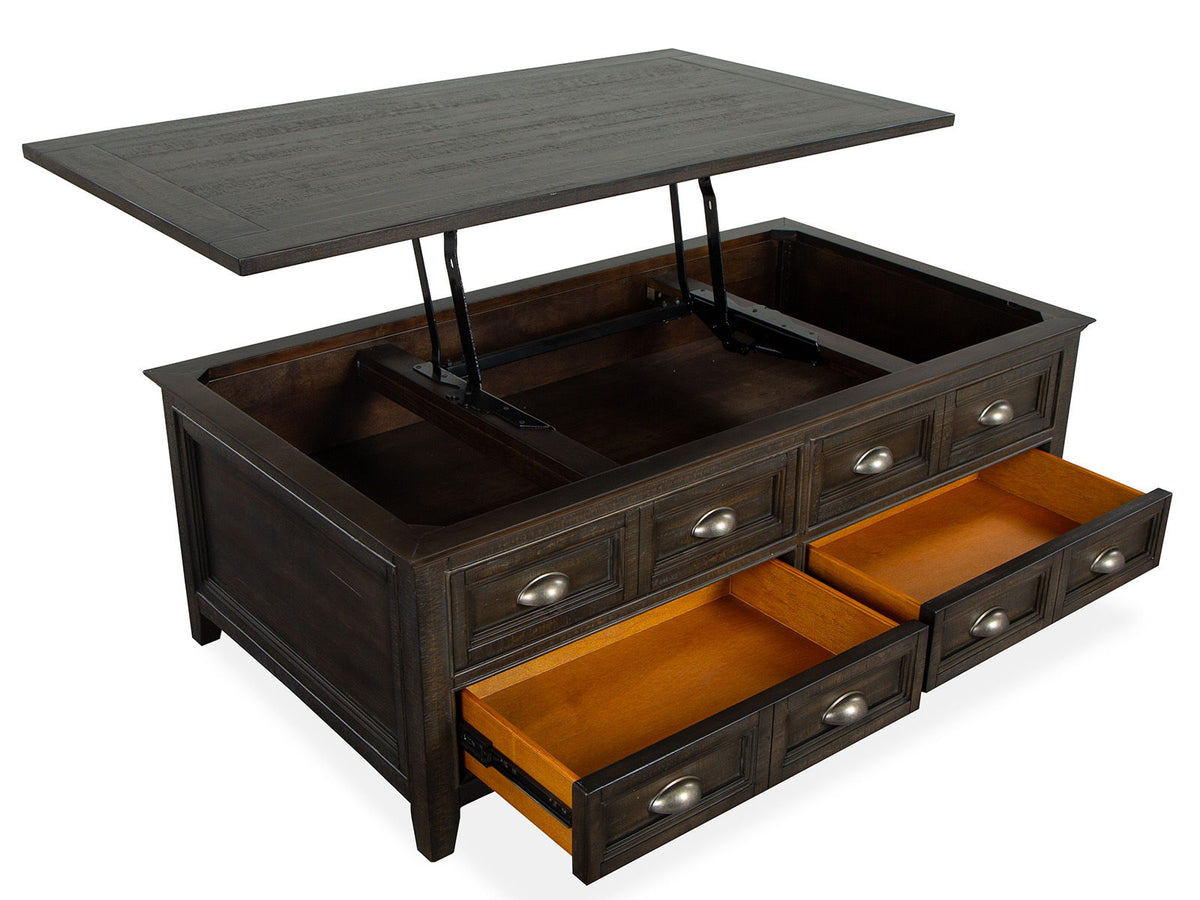 Westley Falls - Lift Top Storage Cocktail Table With Casters - Graphite