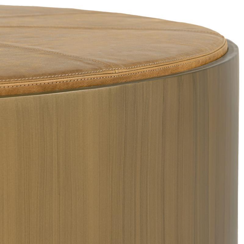 Evan - Round Coffee Table With Casters - Chestnut/Brass
