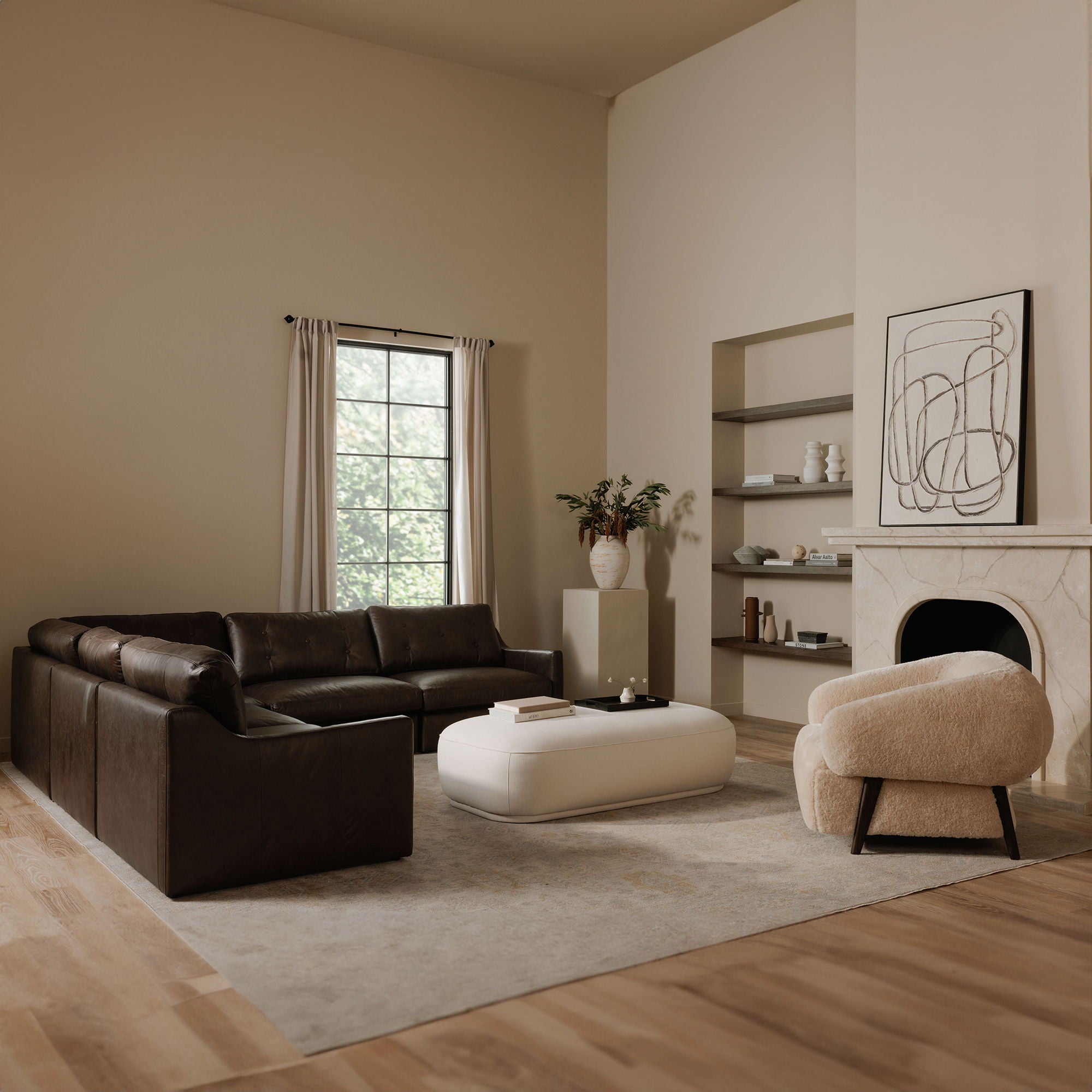 Thurlow - Left Arm Facing Sofa Leather - Espresso Brown