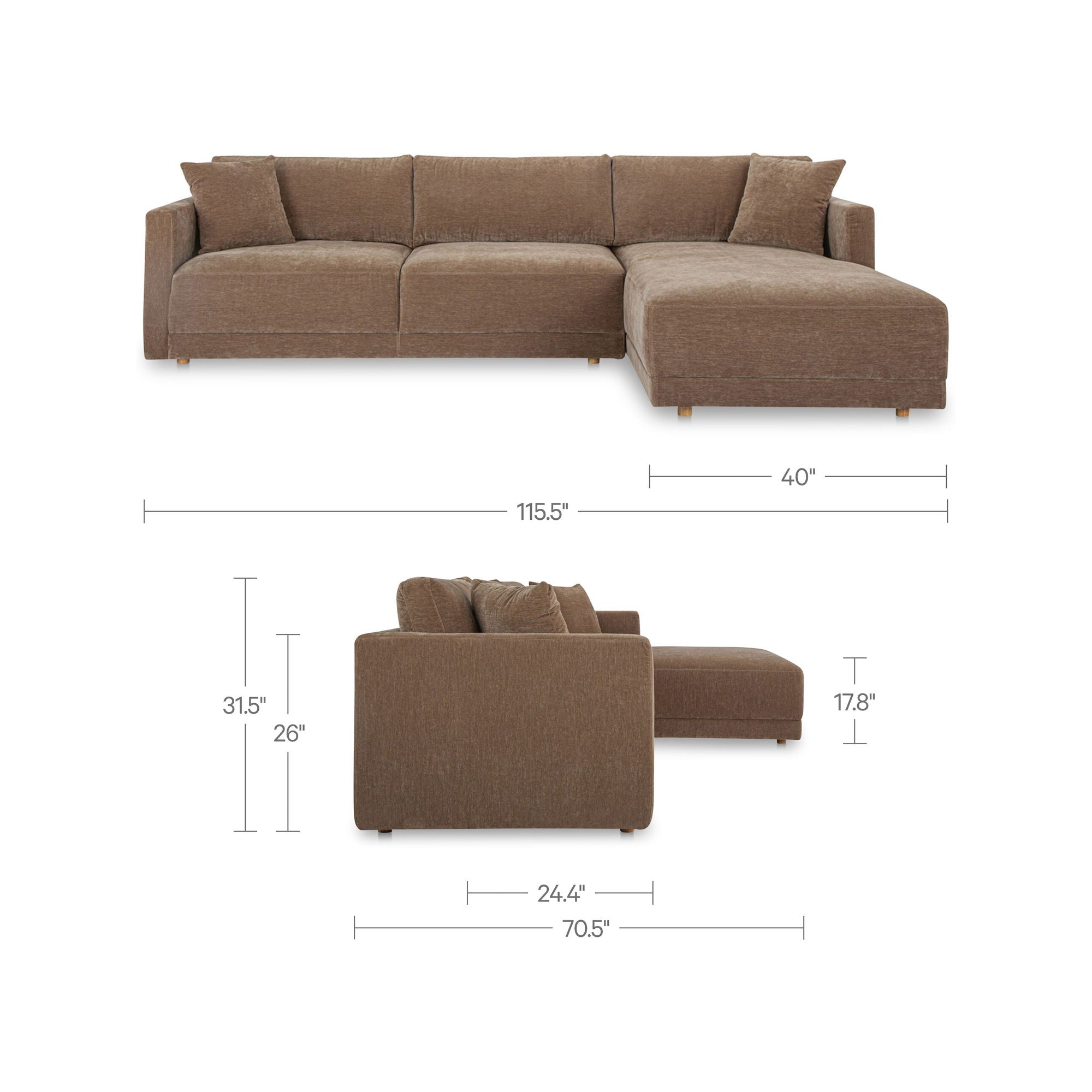 Bryn - Sectional Camel Right Stationary Sofa - Camel