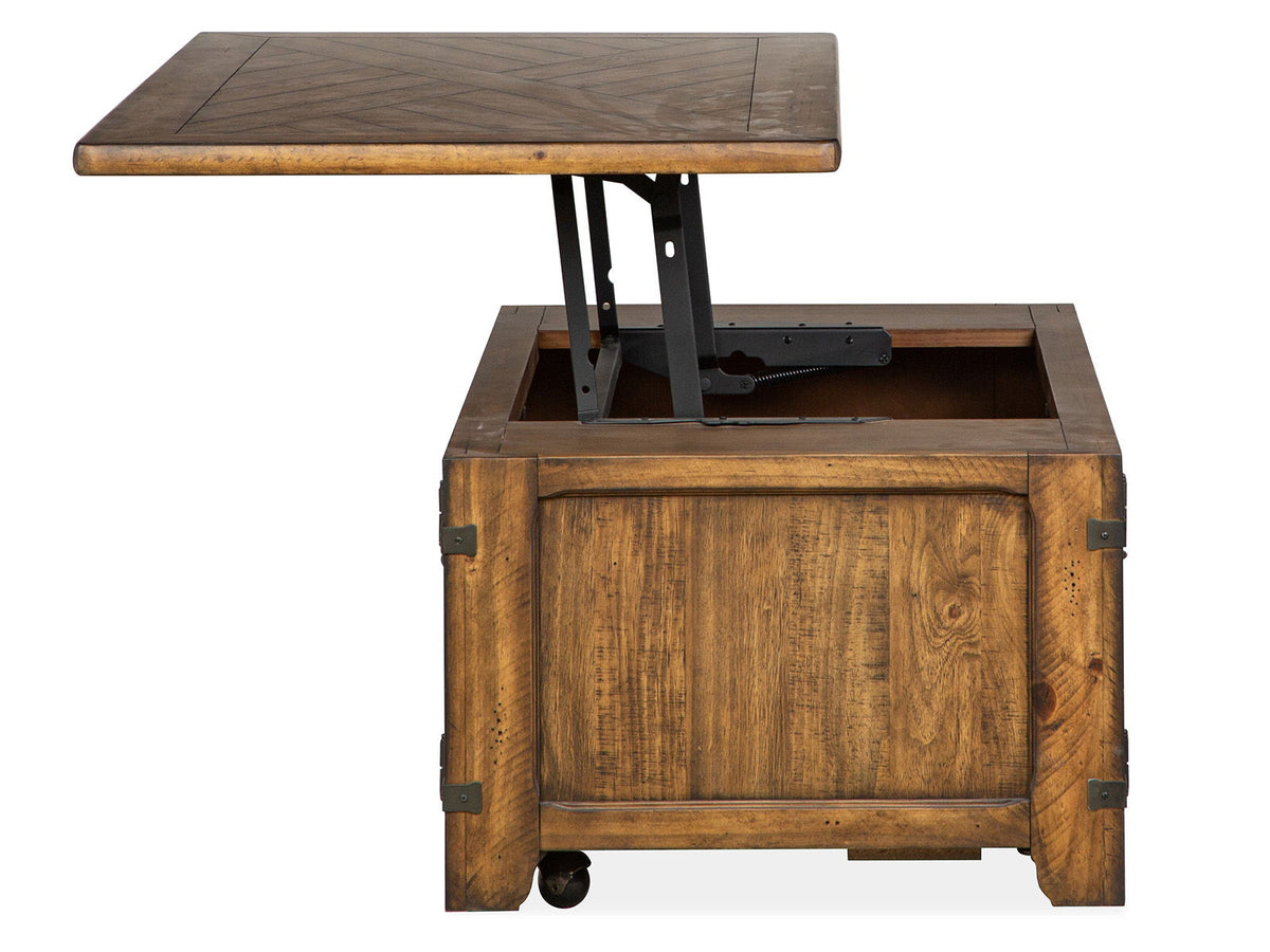 Chesterfield - Top Storage Cocktail Table With Casters - Farmhouse Timber