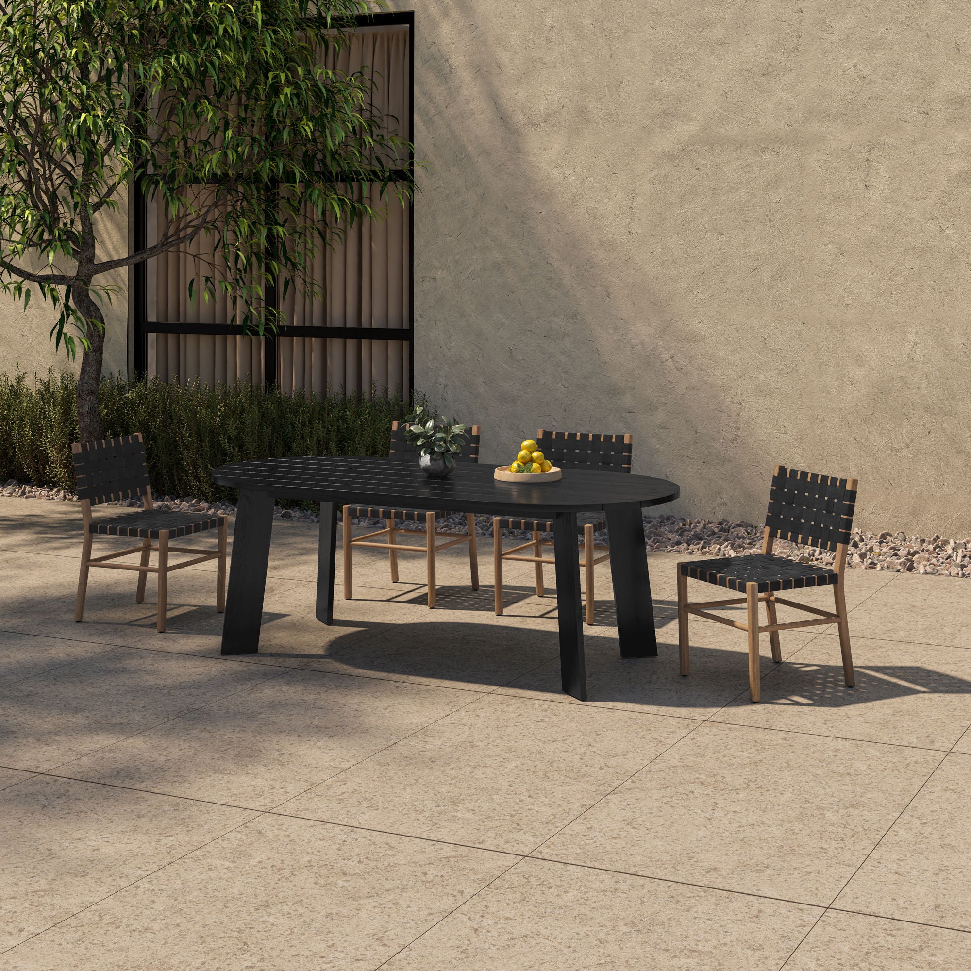 Delta - Oval Outdoor Dining Table - Black
