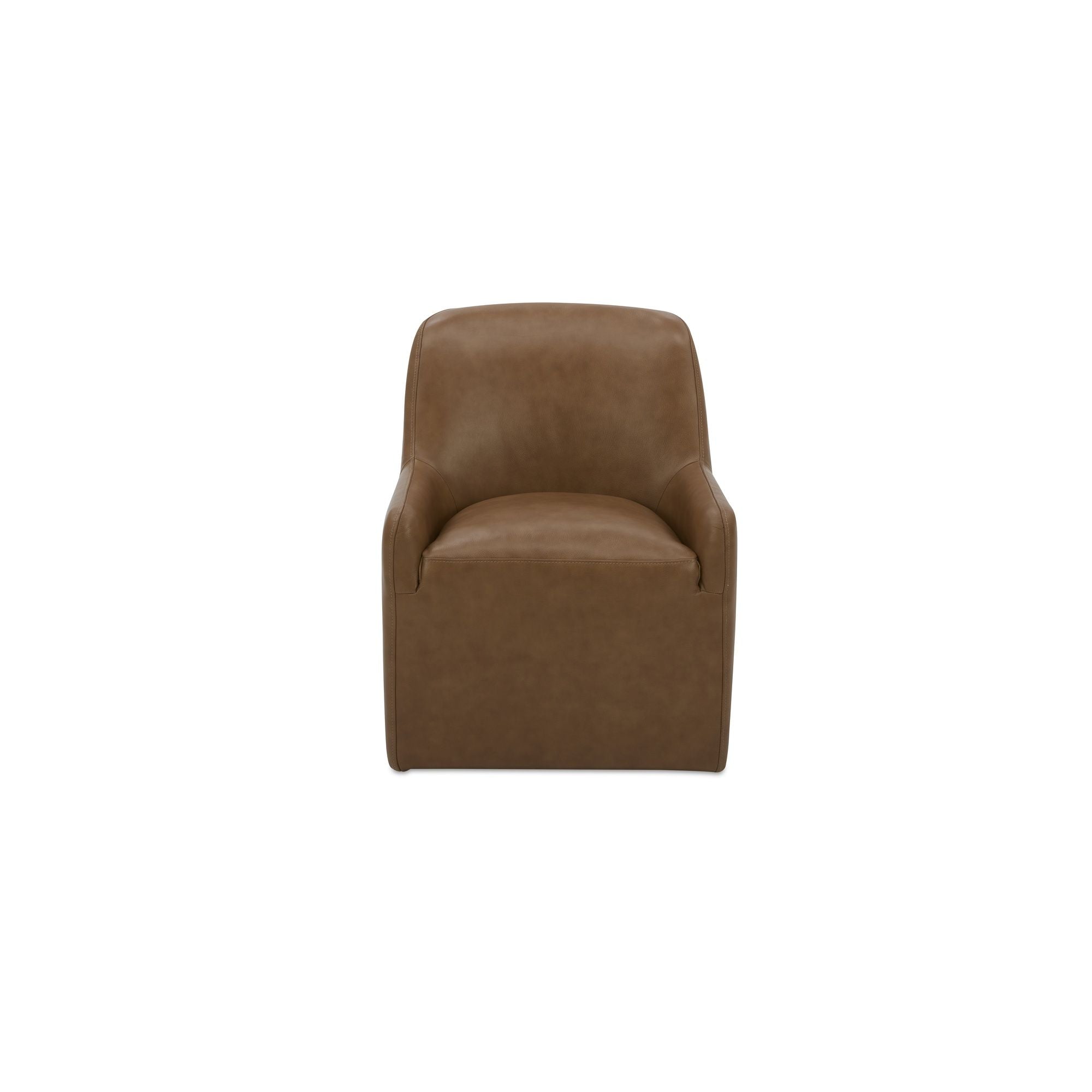 Maisie - Rolling Dining Chair - Tan Leather