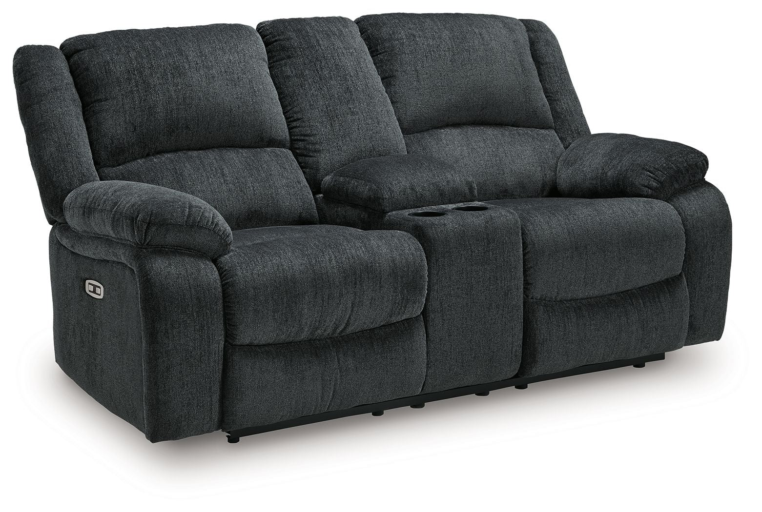 Draycoll - Dbl Reclining Power Loveseat W/Console - Fabric - Slate