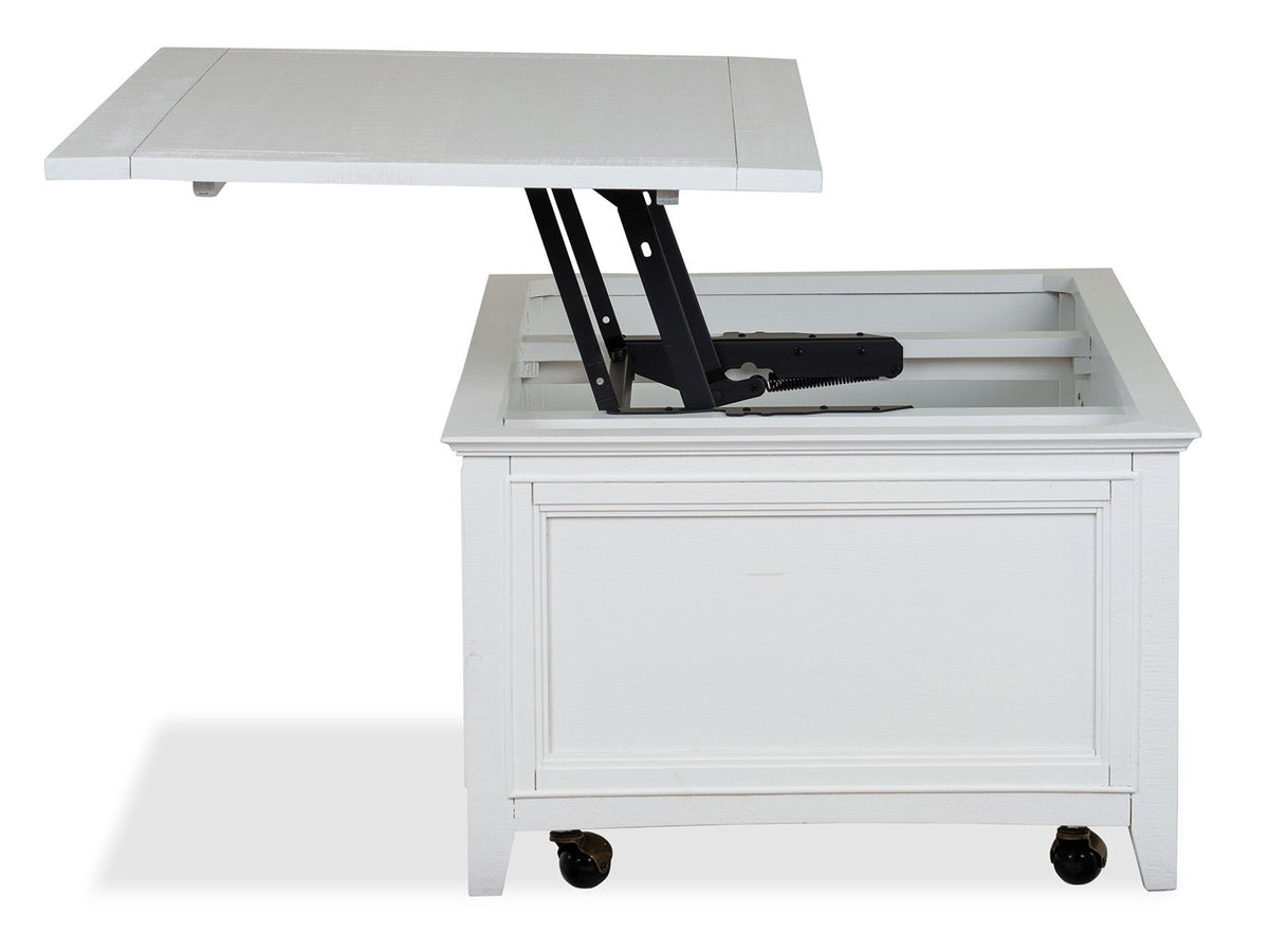 Heron Cove - Lift Top Storage Cocktail Table With Casters - Chalk White