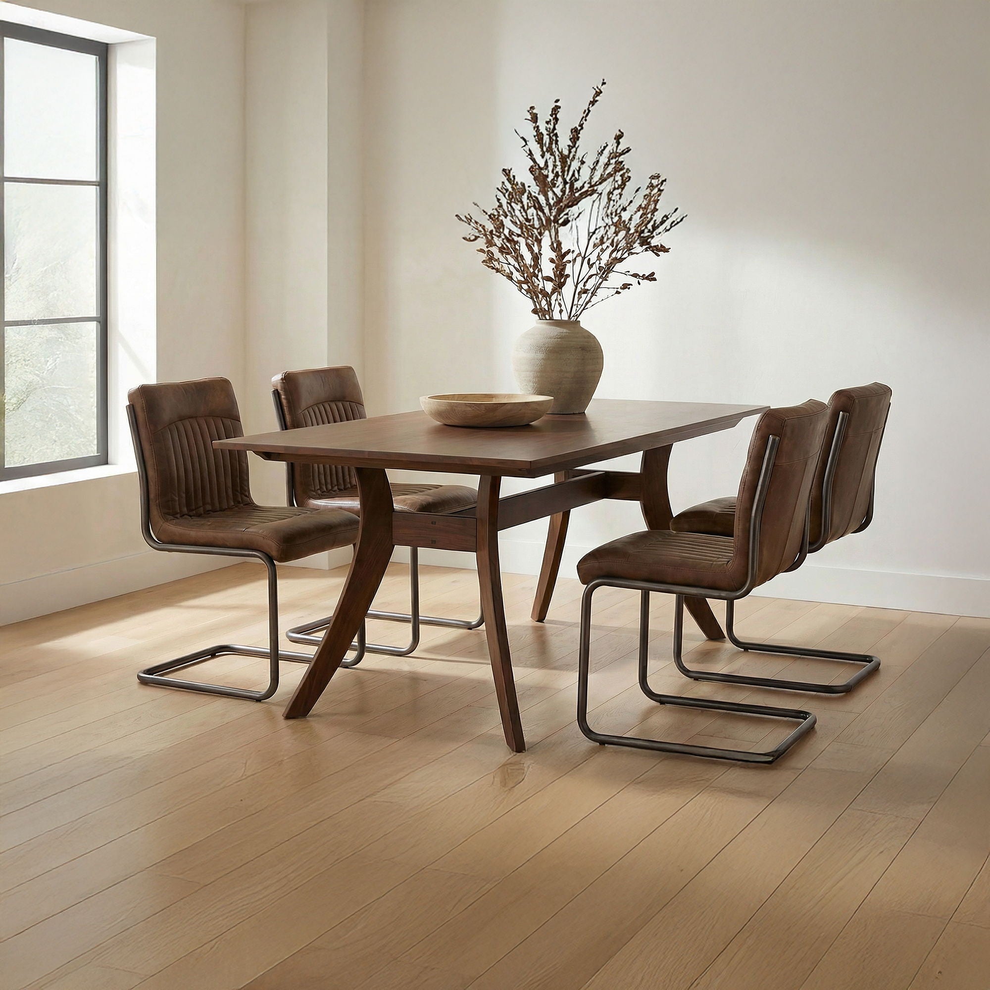 Ansel - Leather Dining Chair (Set of 2) - Grazed Brown