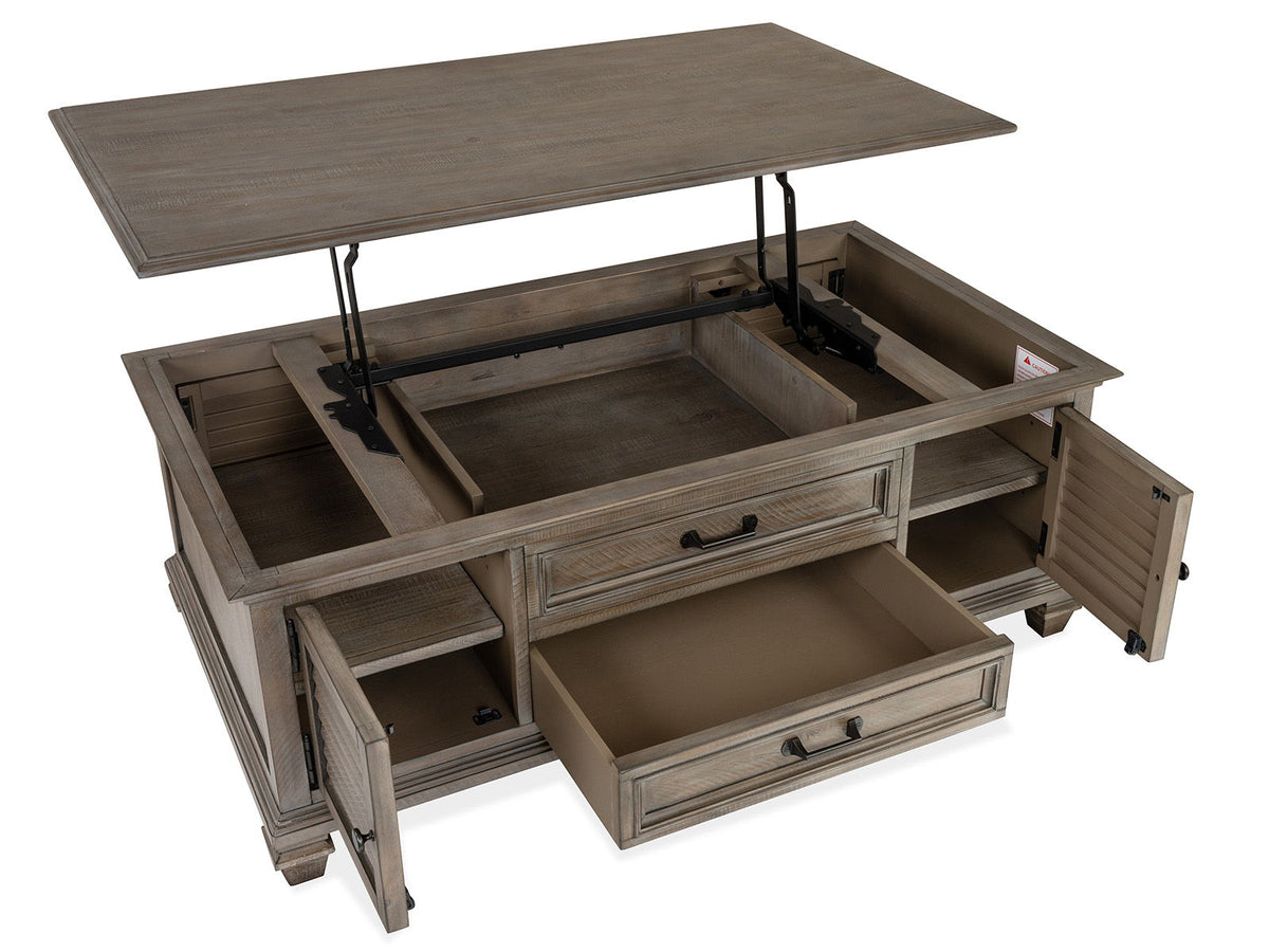 Lancaster - Lift Top Storage Cocktail Table (With Casters) - Dove Tail Gray