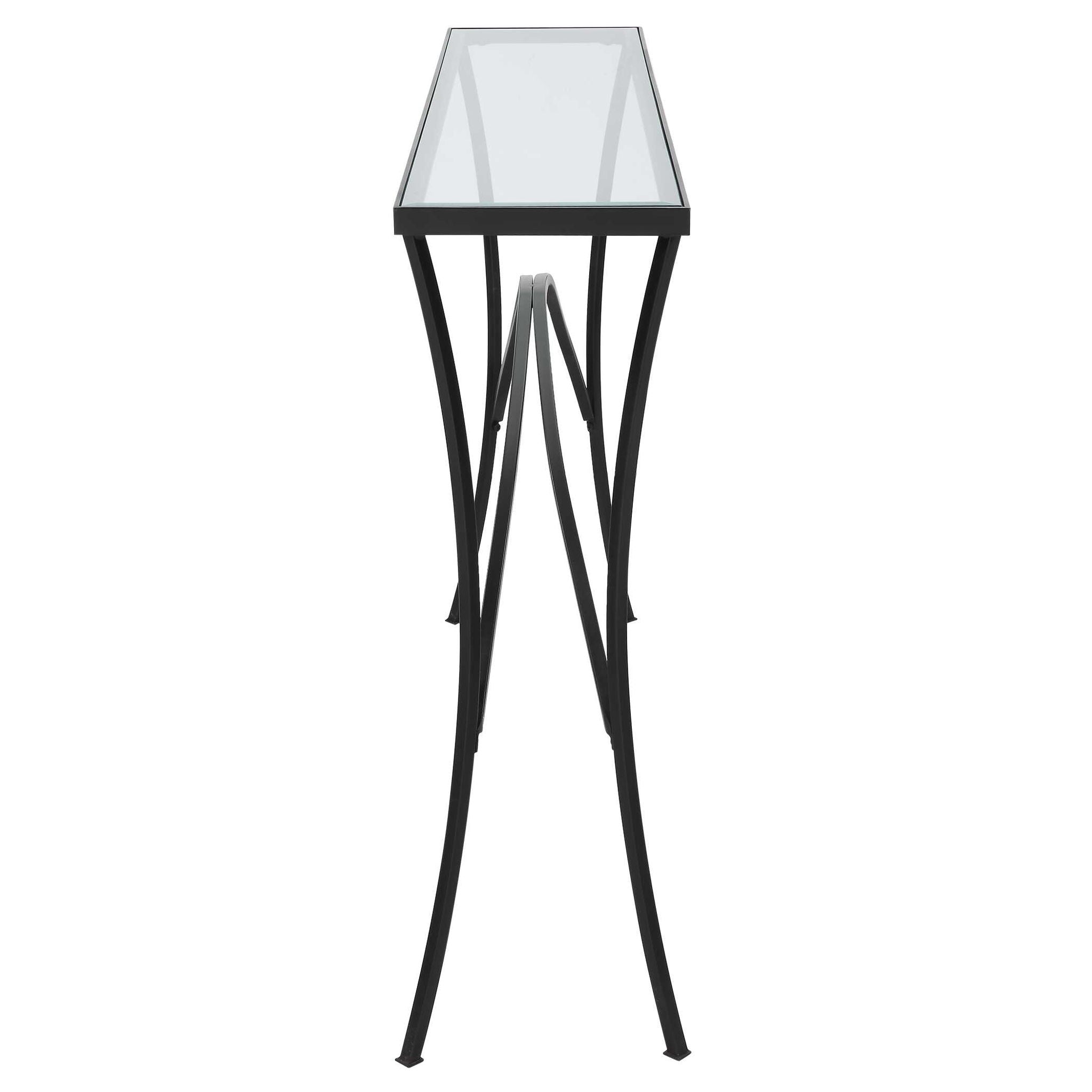 Alayna - Metal & Glass Console Table - Black