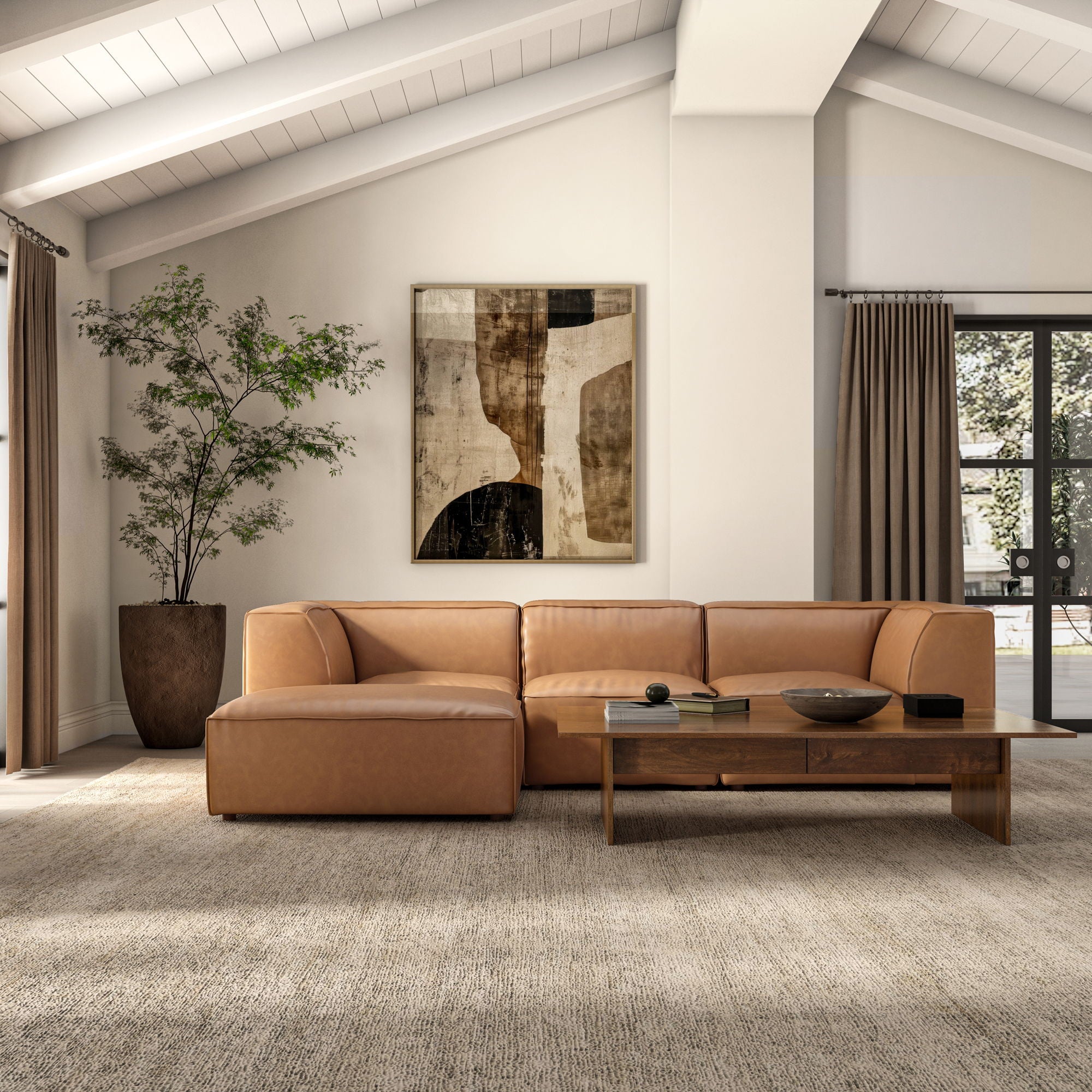 Form - Leather Ottoman - Sonoran Tan