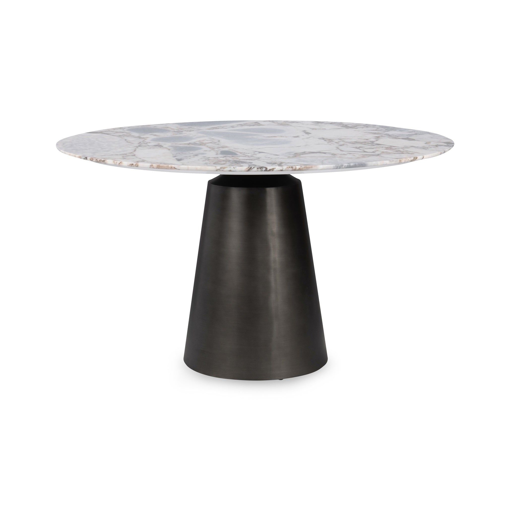Bellina - Marble Round Dining Table - Cedar Brown/ Black
