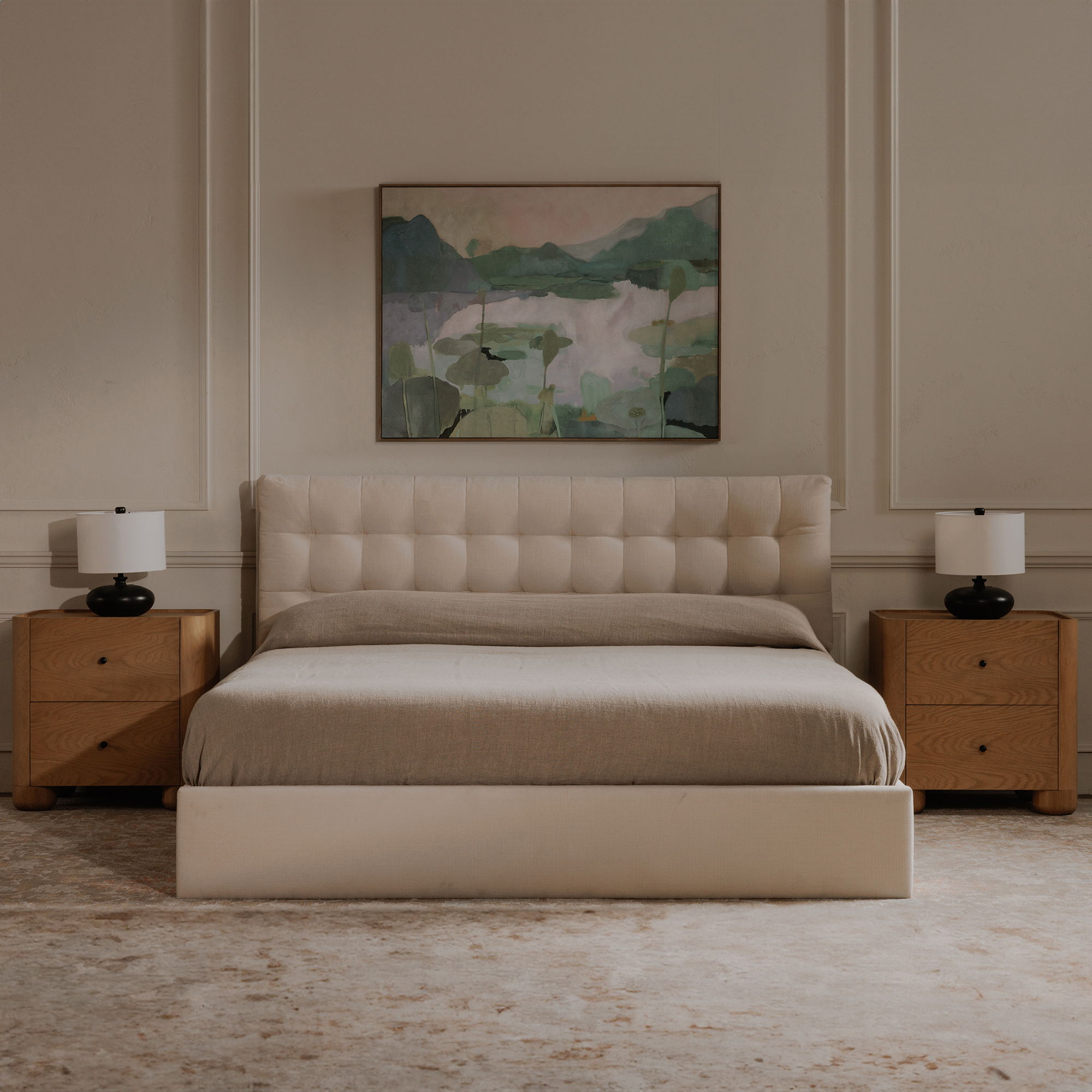 Sebastion - Queen Storage Bed - Cream