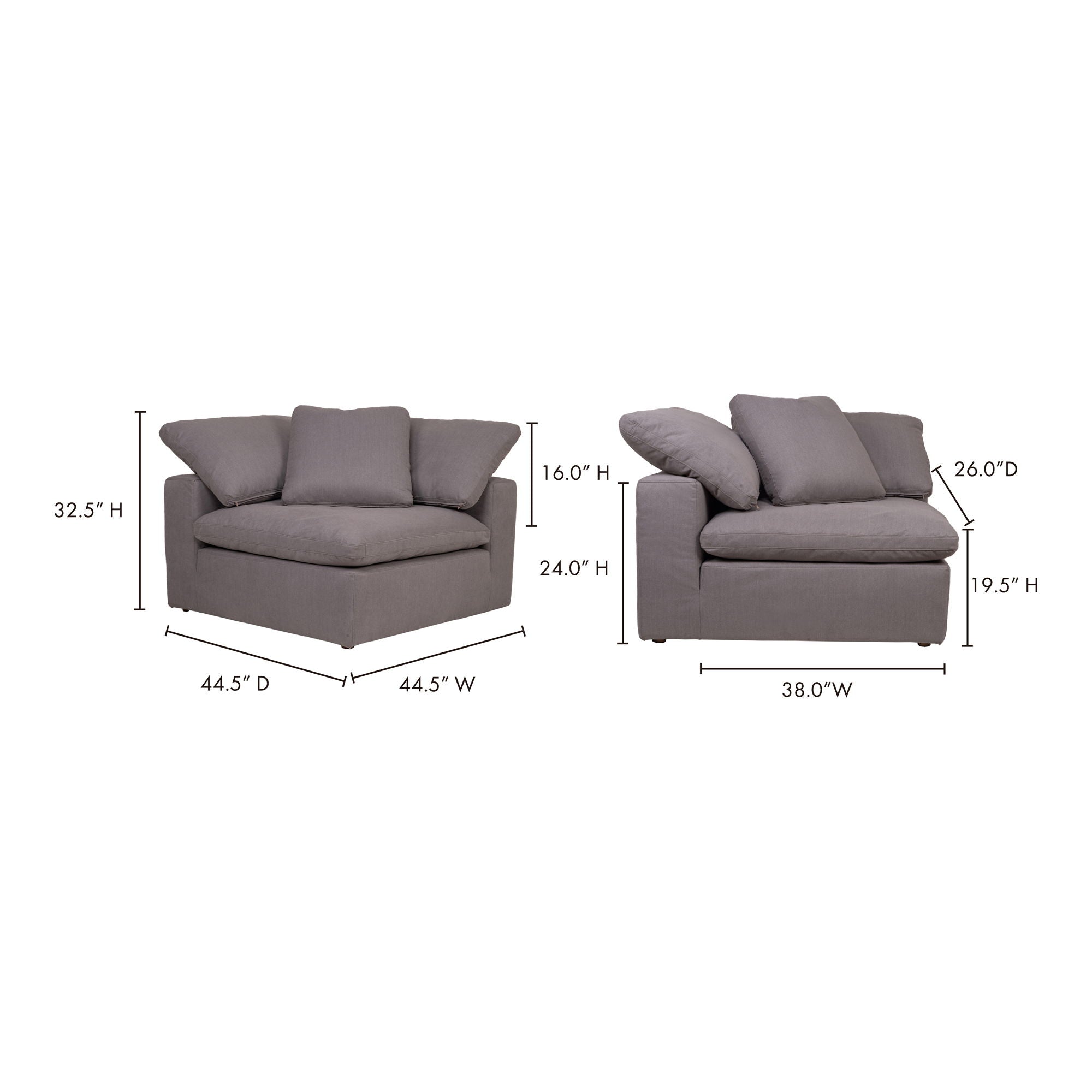 Clay - Livesmart Fabric Corner Chair - Light Gray