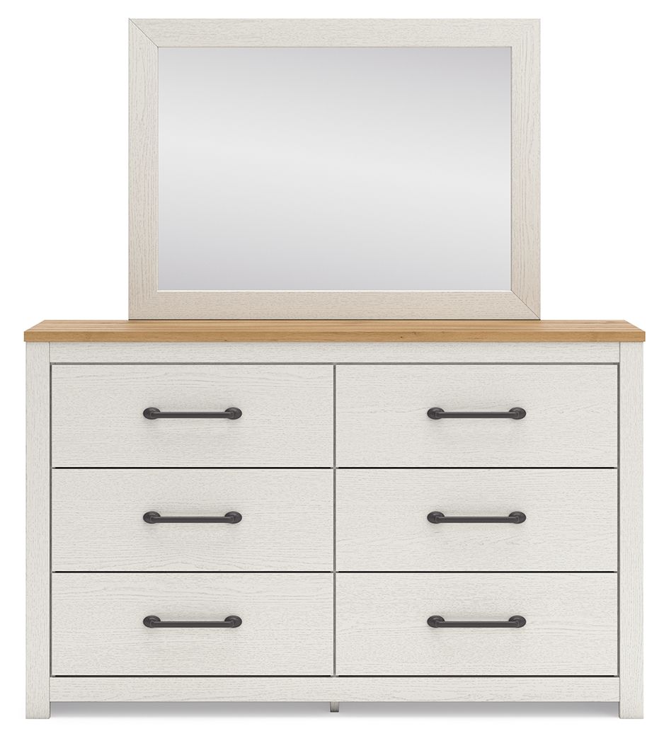 Linnocreek - White / Warm Brown - Dresser And Mirror