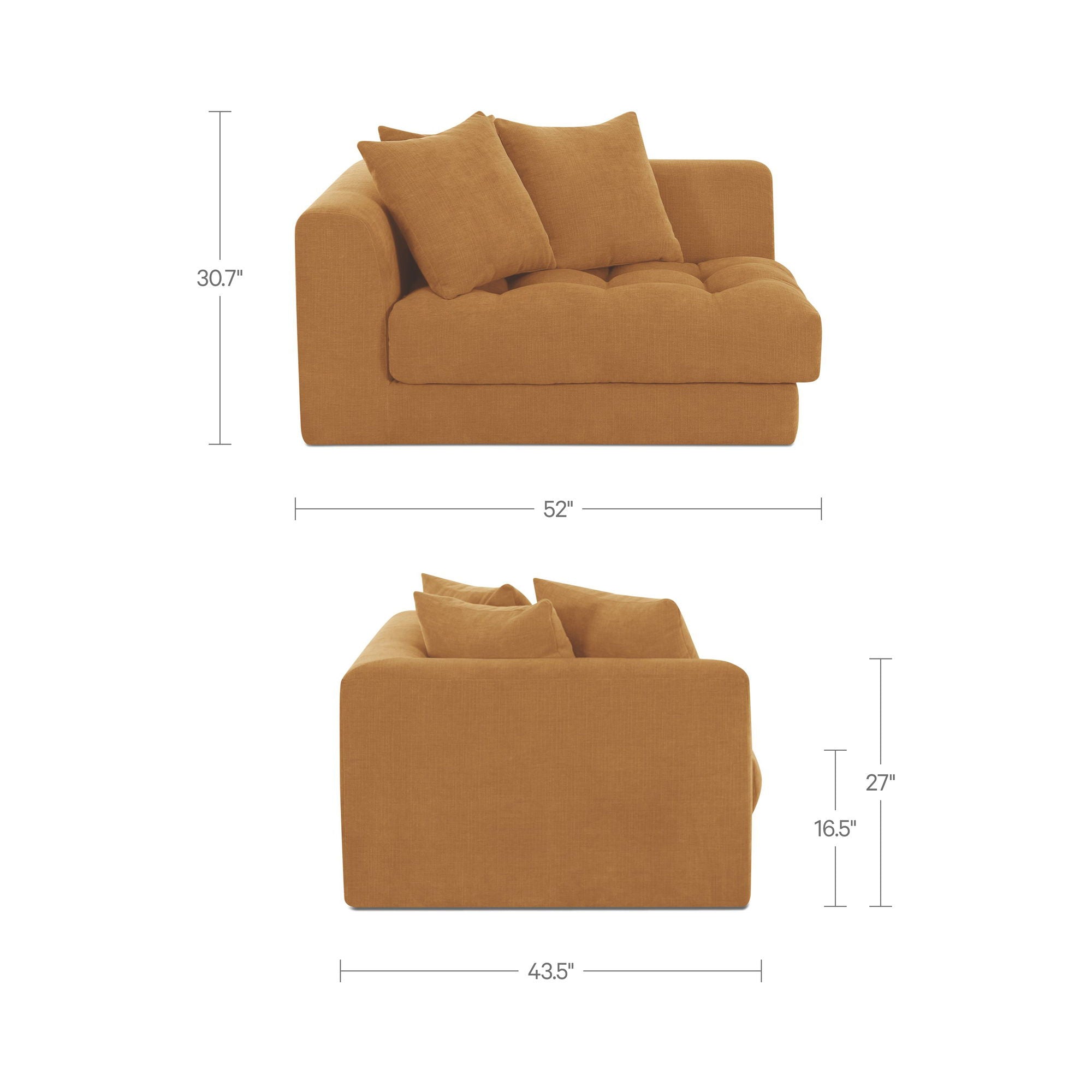 Davie - Left Arm Facing Chair - GoldenYellow