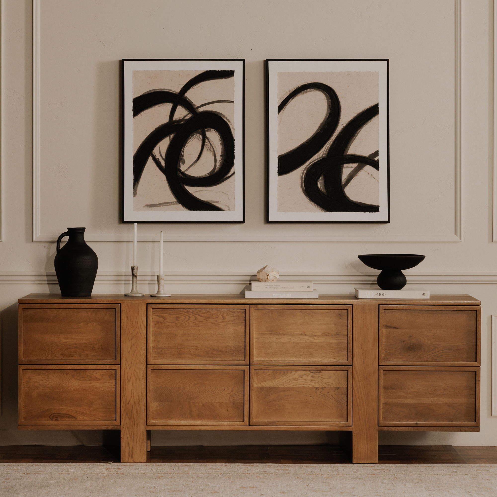 Poet - Framed Painting - Beige / Black