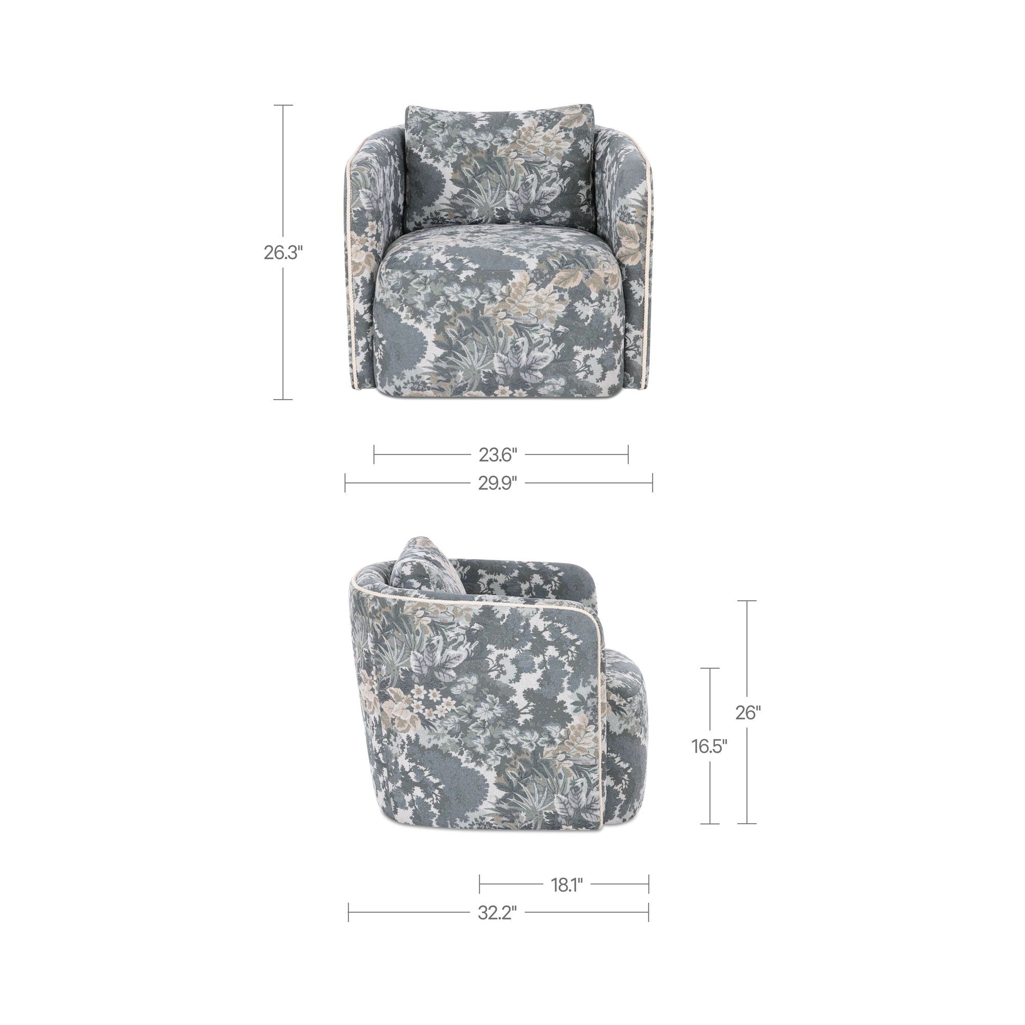 Cecil - Accent Chair Tapestry - Blue / Gray