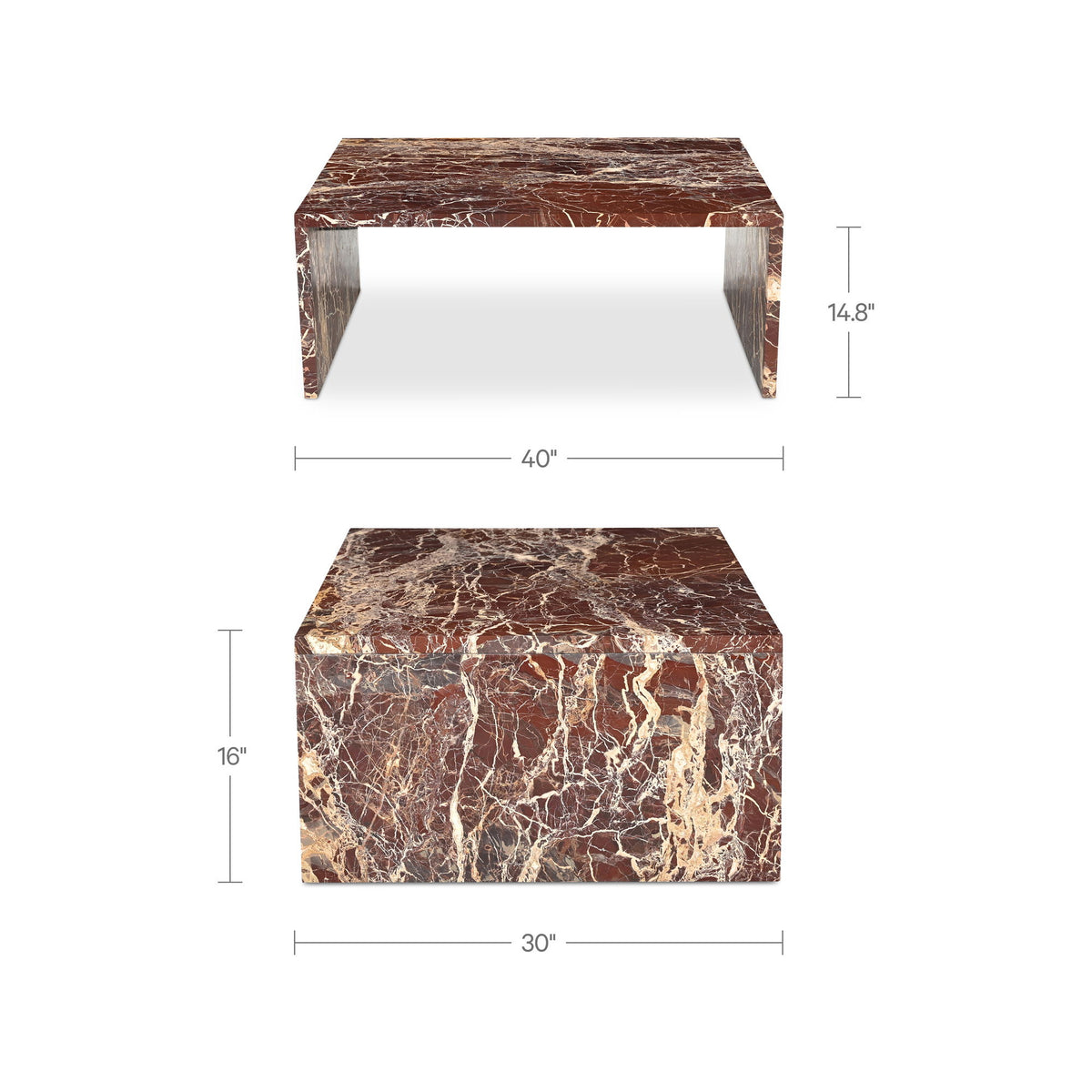 Rosa - Coffee Table - Rosso Levnato Marble
