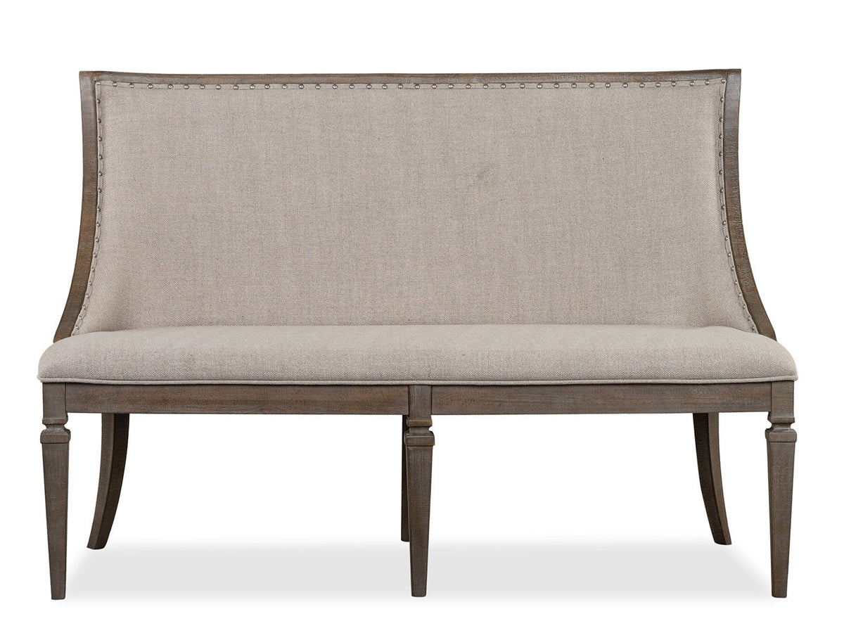 Lancaster - Bench With Upholstered Seat & Back - Dovetail Gray