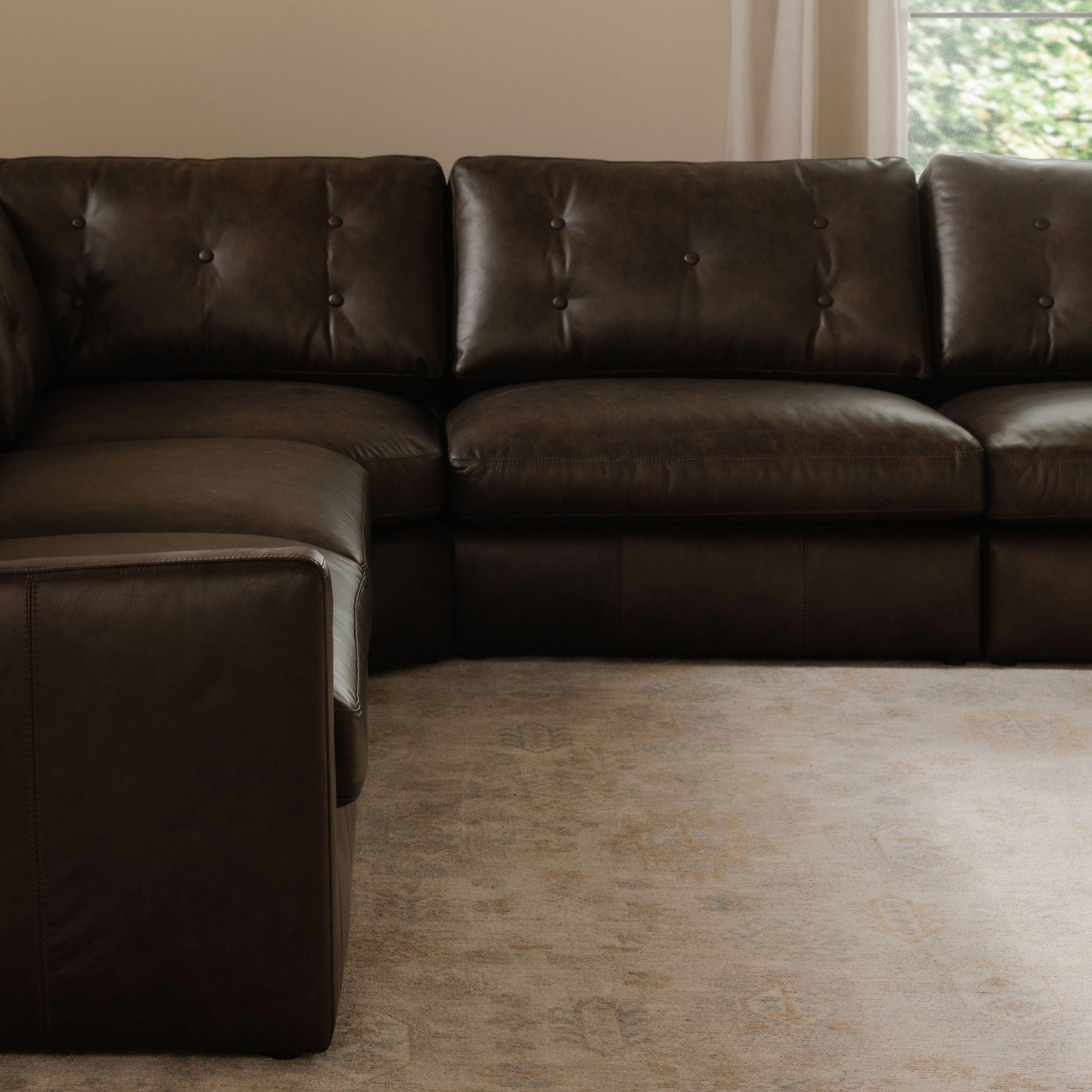 Thurlow - Right Arm Facing Sofa Leather - Espresso Brown