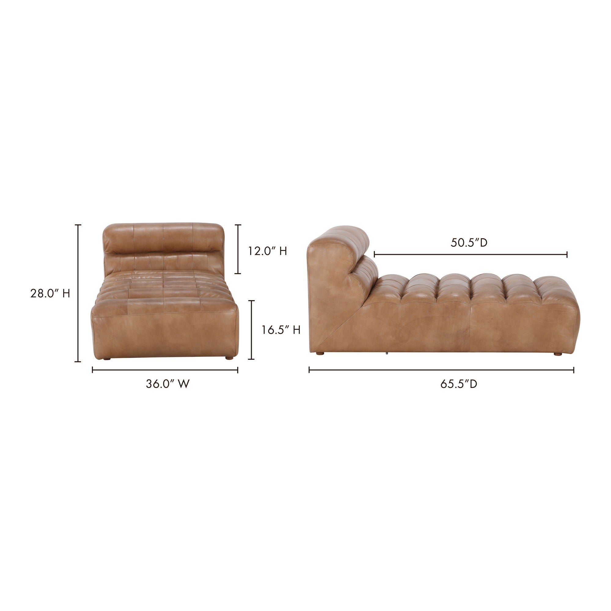 Ramsay - Leather Chaise - Light Brown