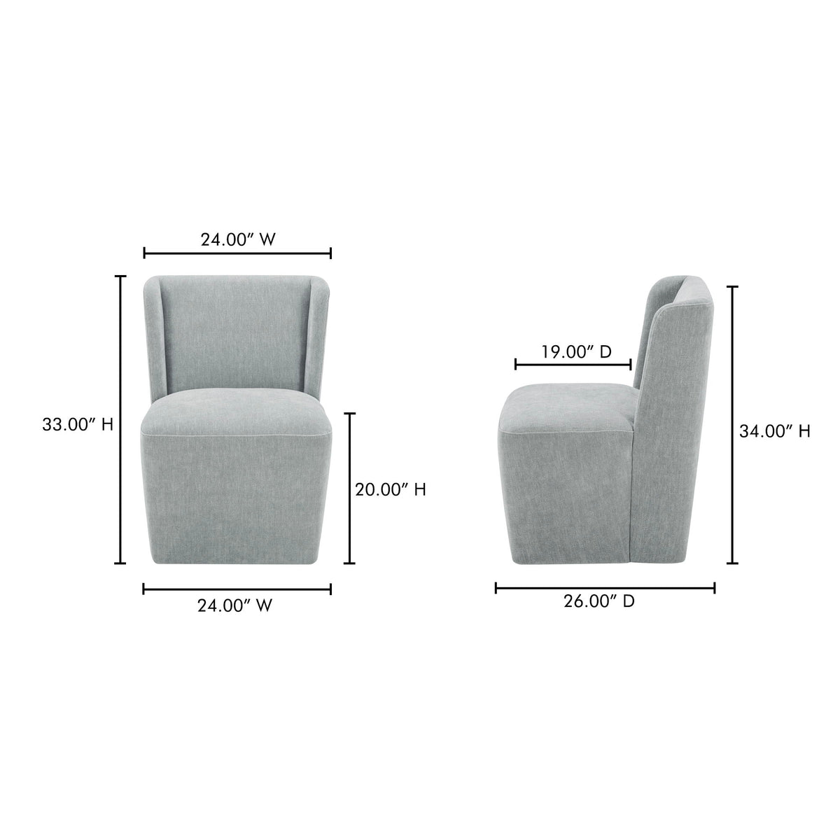 Cormac - Rolling Dining Chair - Slate Green