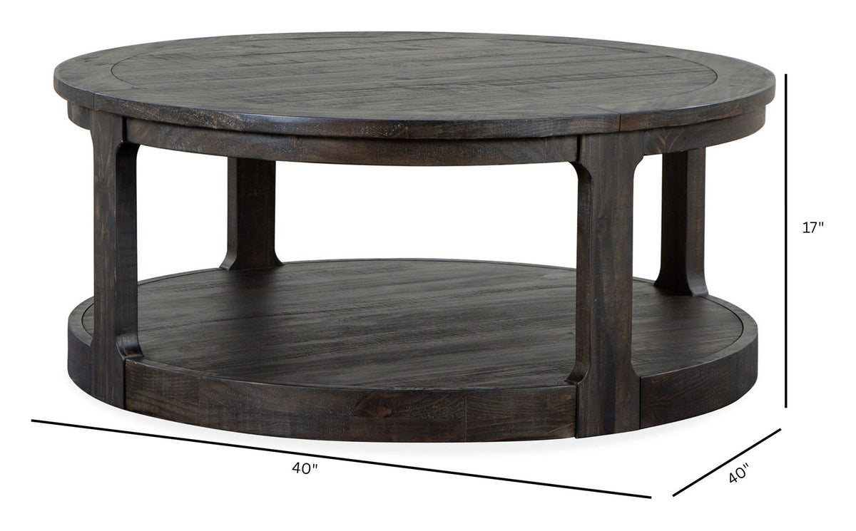 Boswell - Round Cocktail Table (With Casters) - Peppercorn