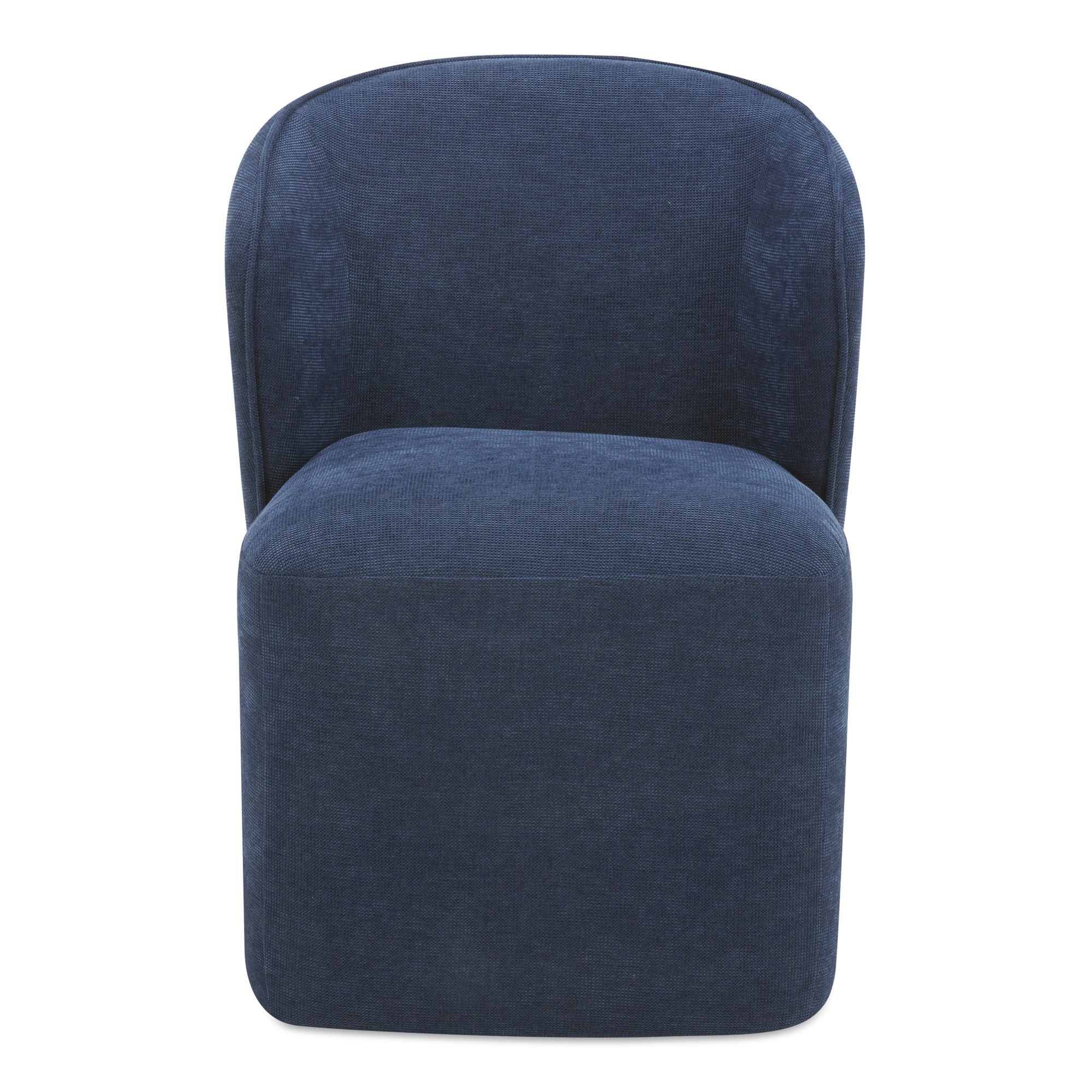 Larson - Fabric Rolling Dining Chair - Navy Blue