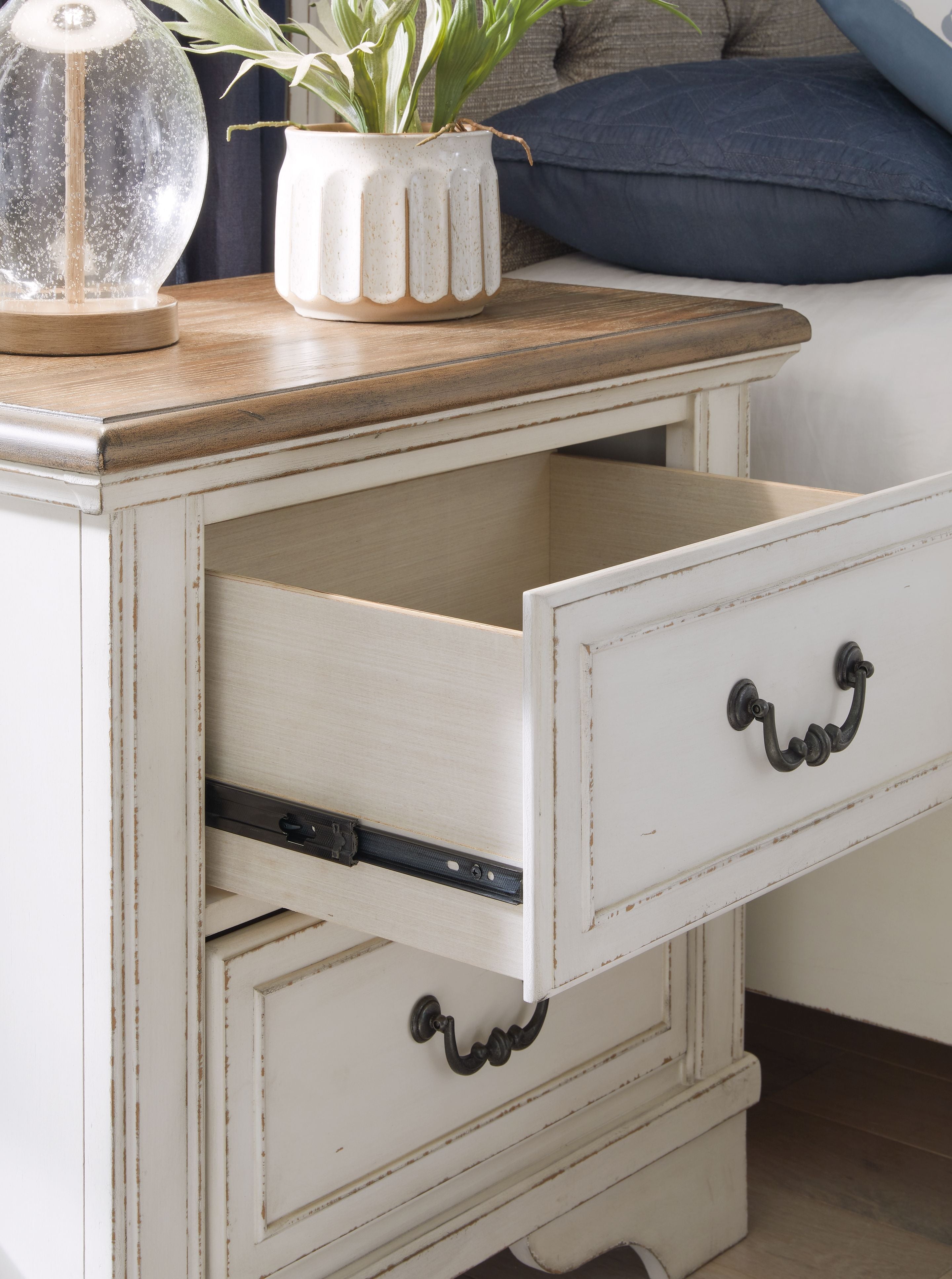 Brollyn - White / Brown / Beige - Two Drawer Night Stand