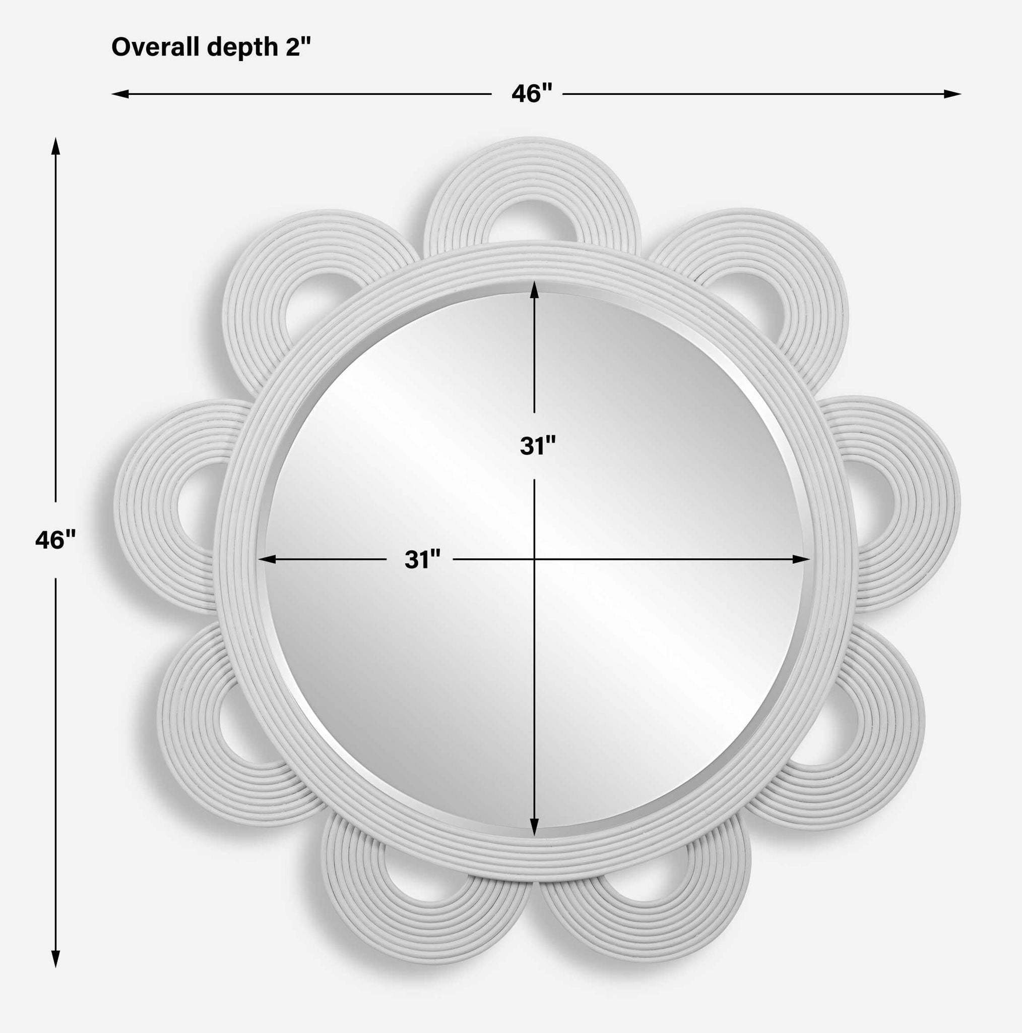 Clematis - Rattan Round Mirror - White