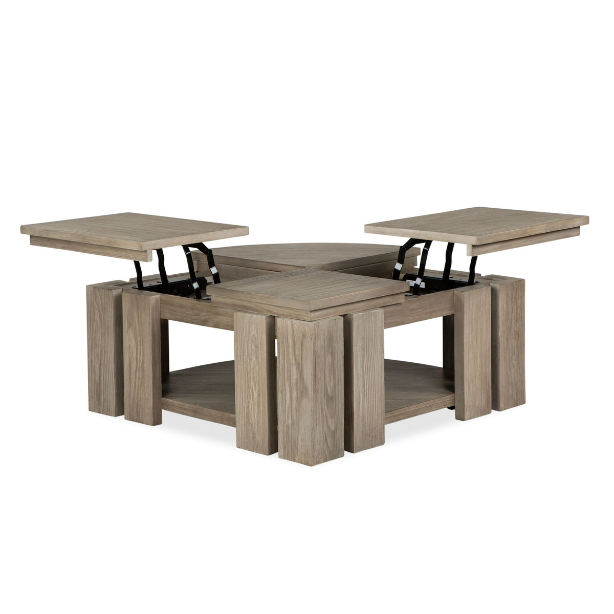Conrad - Pie Shaped Lift Top Cocktail Table With Casters - Stone Harbor Gray