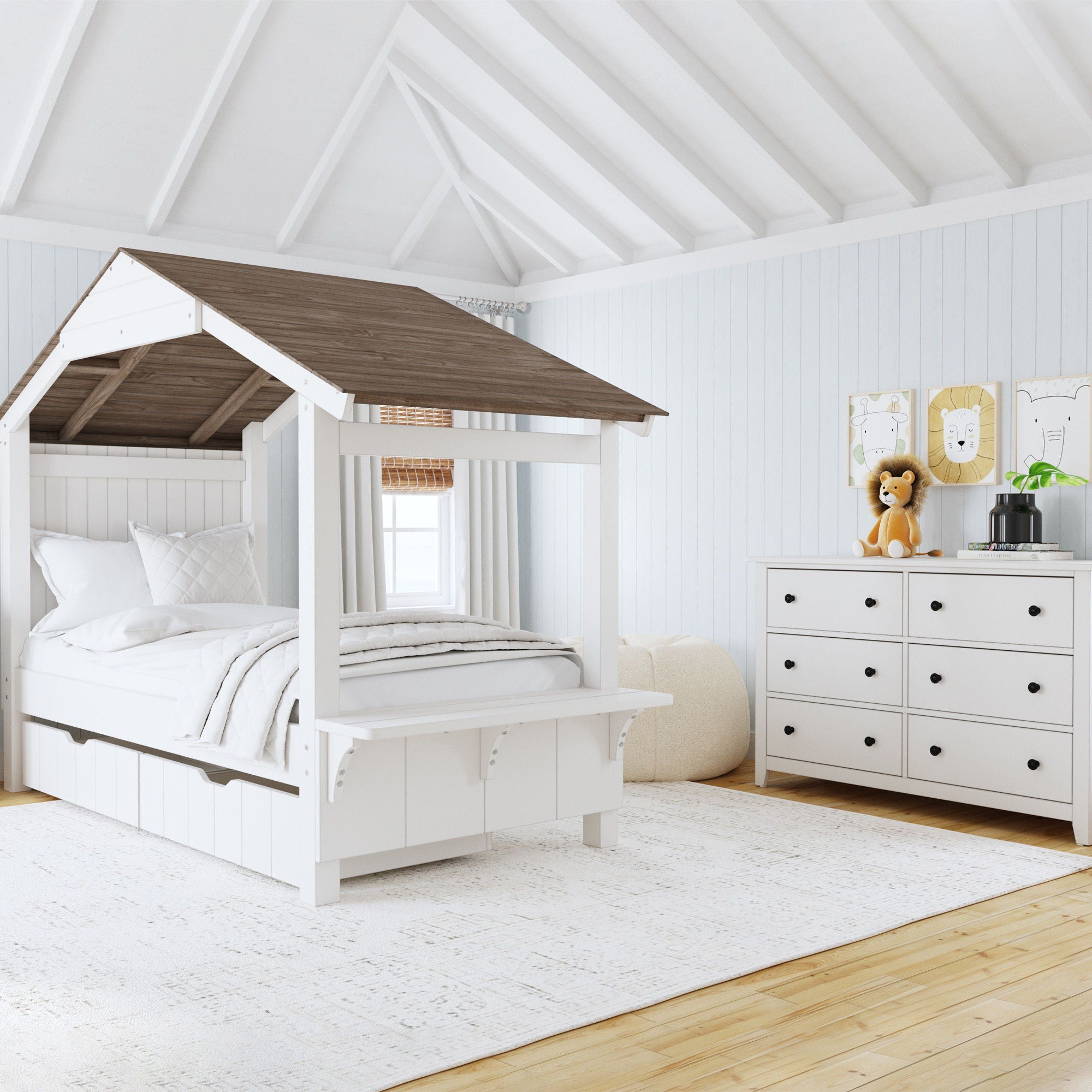 Lodge - Twin Bed With Full Roof - Cookies / Cream