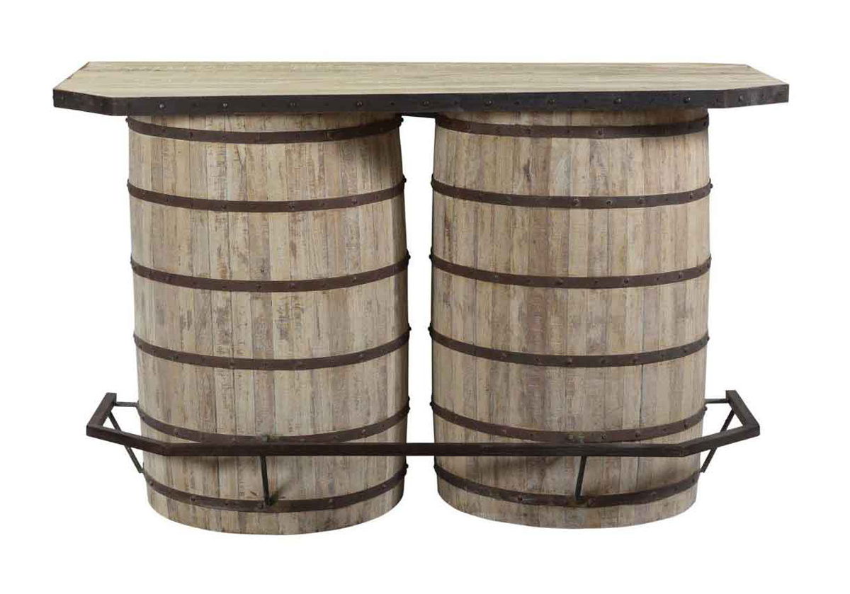 Reclaimed Wood Barrel Bar - Light Brown