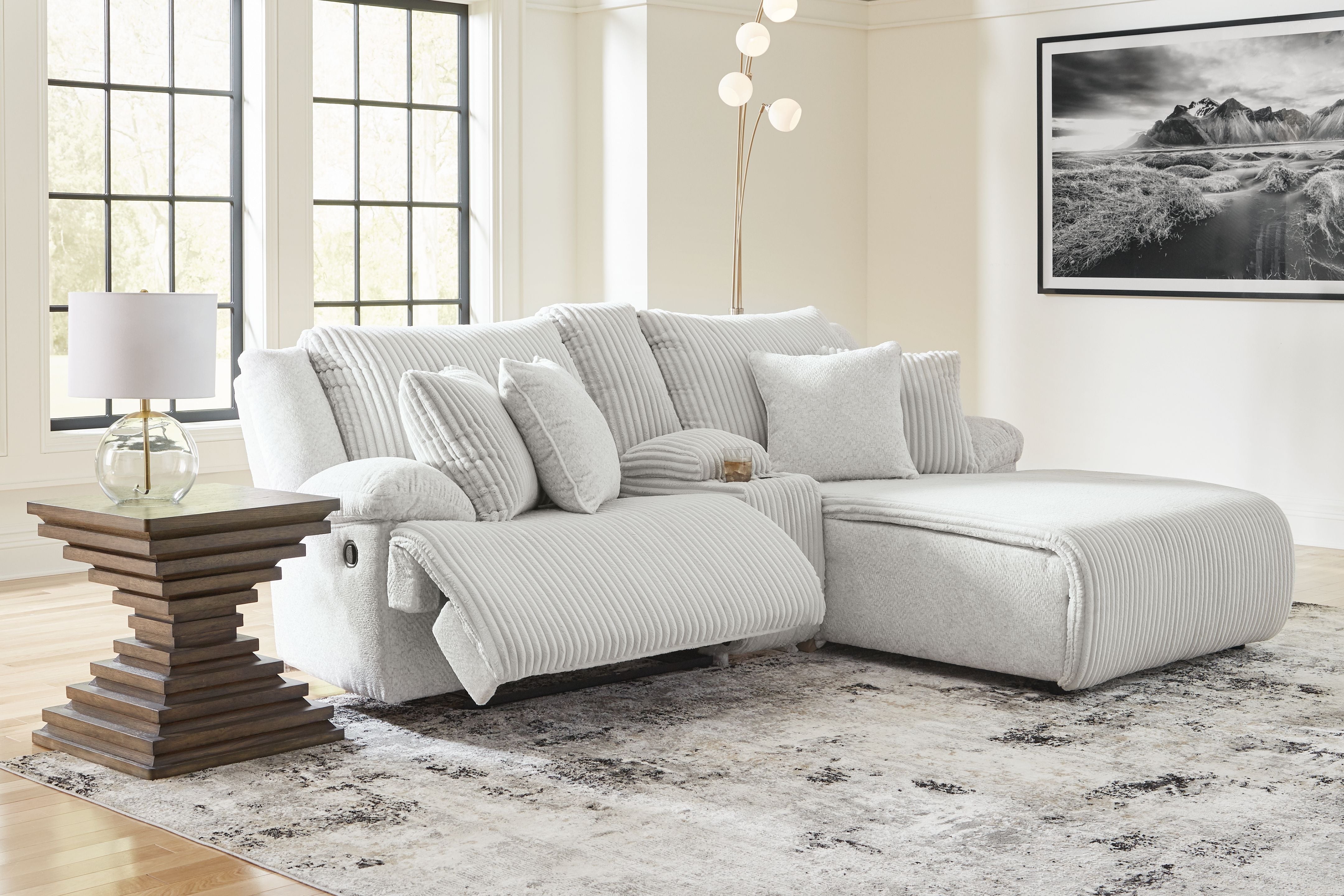 Top Tier - Alloy - 3-Piece Reclining Sectional Sofa With Raf Chaise - Fabric