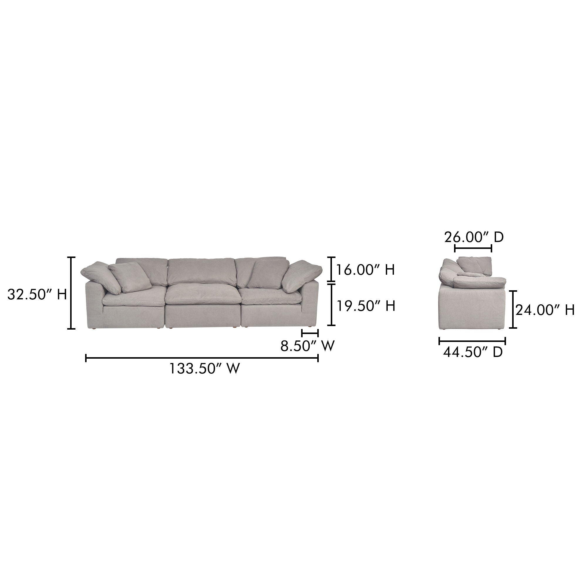 Clay - Performance Fabric Modular Sofa - Light Gray