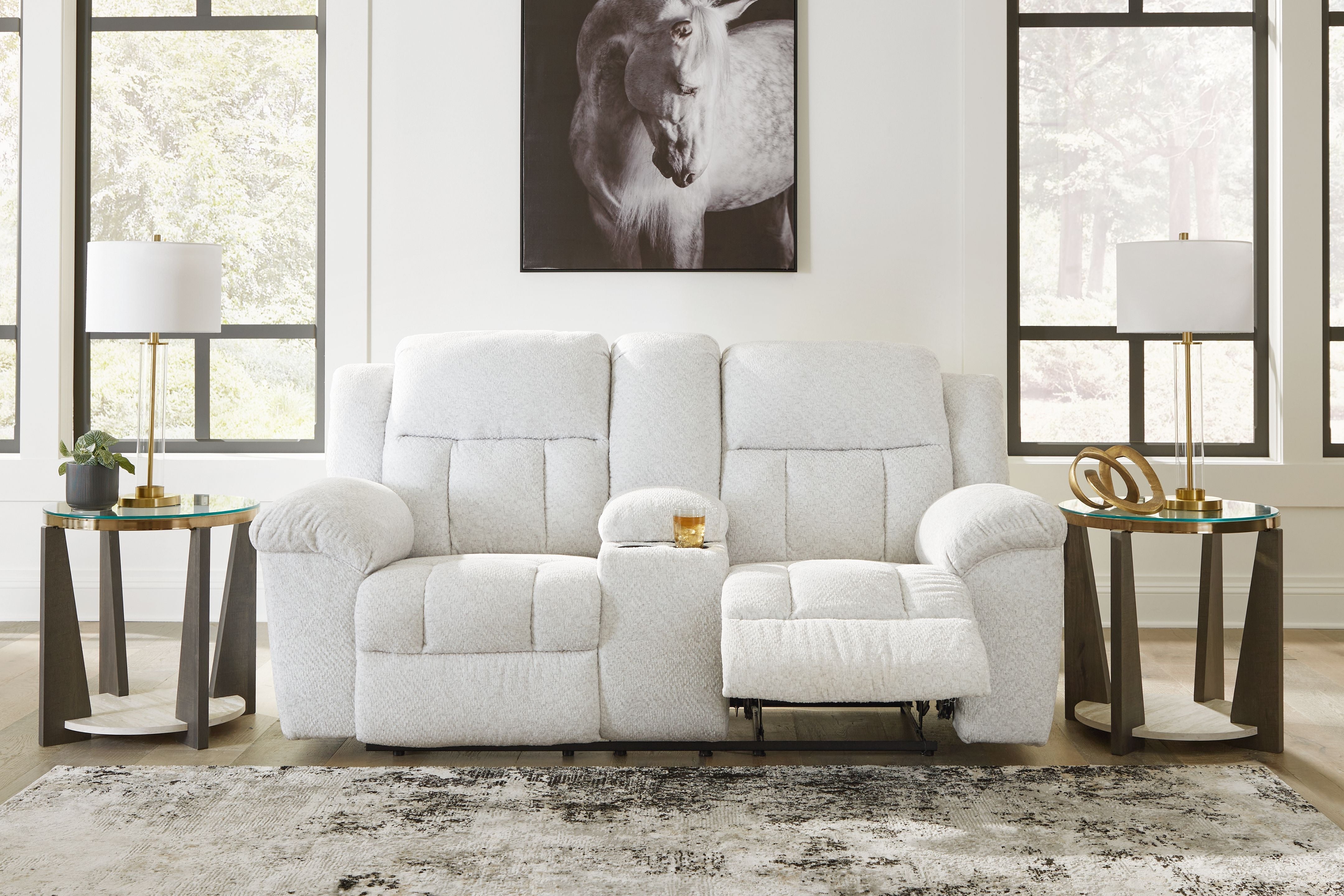 Frohn - Snow - Dbl Reclining Loveseat With Console - Fabric