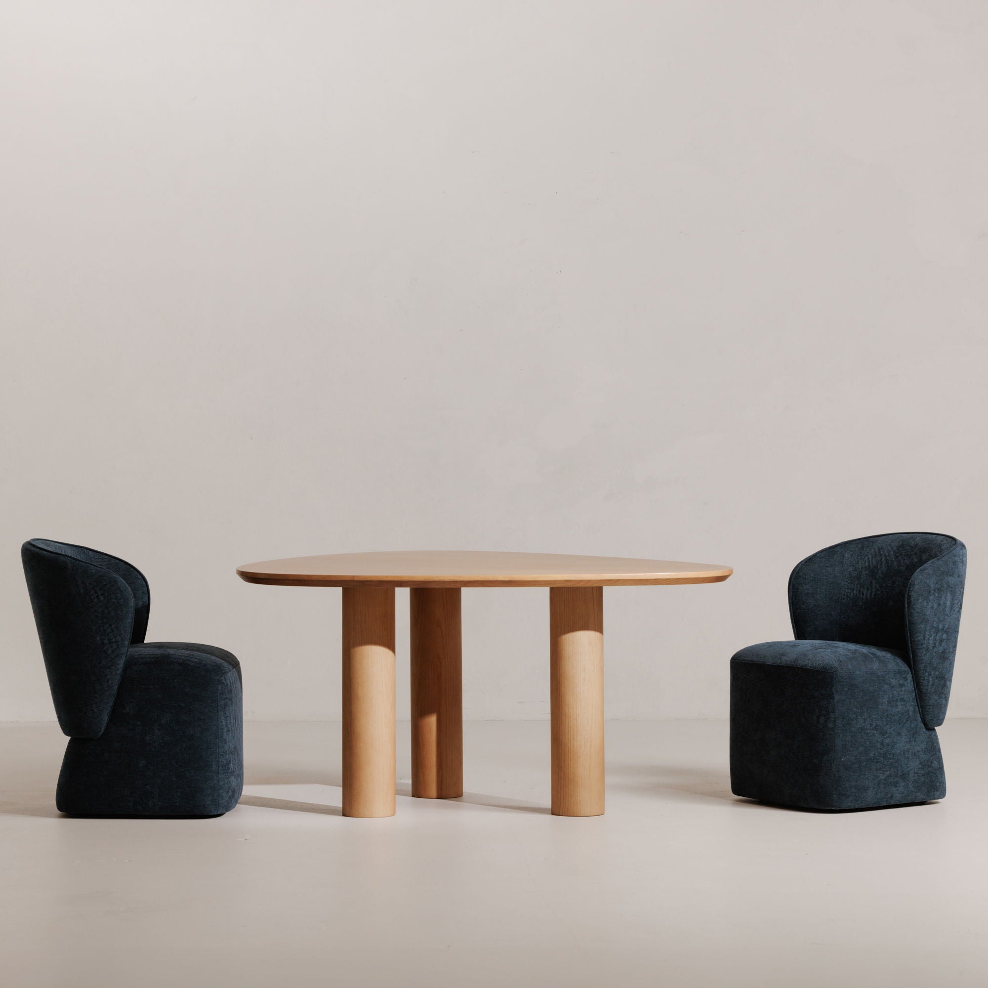 Larson - Fabric Rolling Dining Chair - Navy Blue