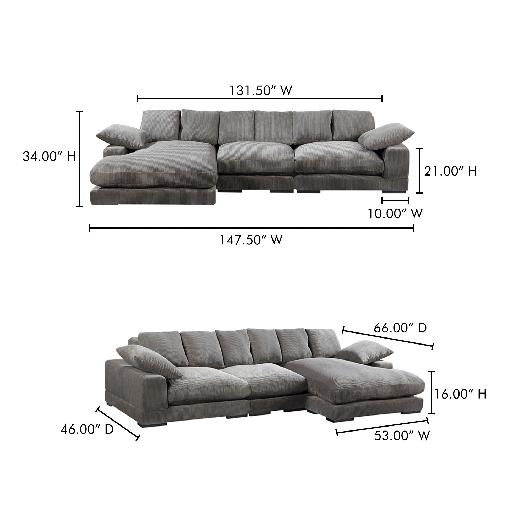 Plunge - Large Sectional - Charcoal