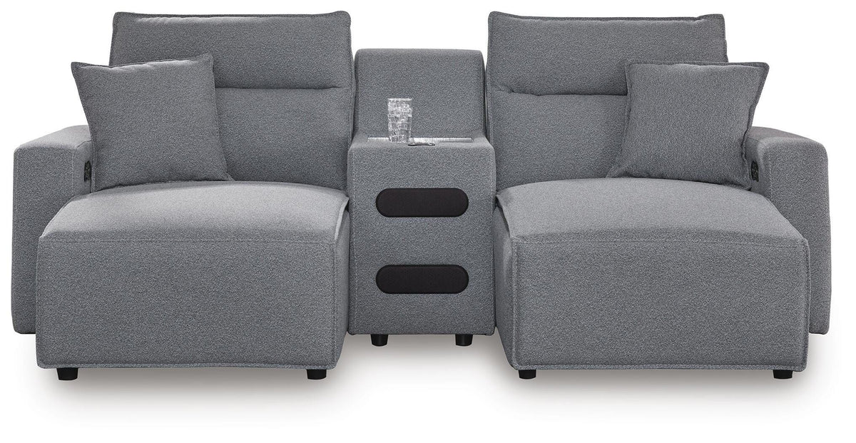 Modmax II - 3-Piece Power Reclining Sectional With Double Chaise And Audio Console - Salt And Pepper - Next-Gen Nuvella