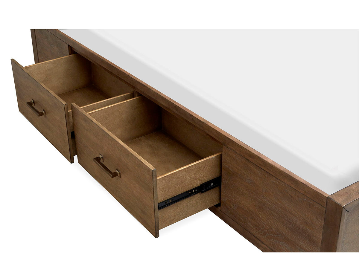 Lindon - Complete Panel Bed With Storage Rails - Belgian Wheat
