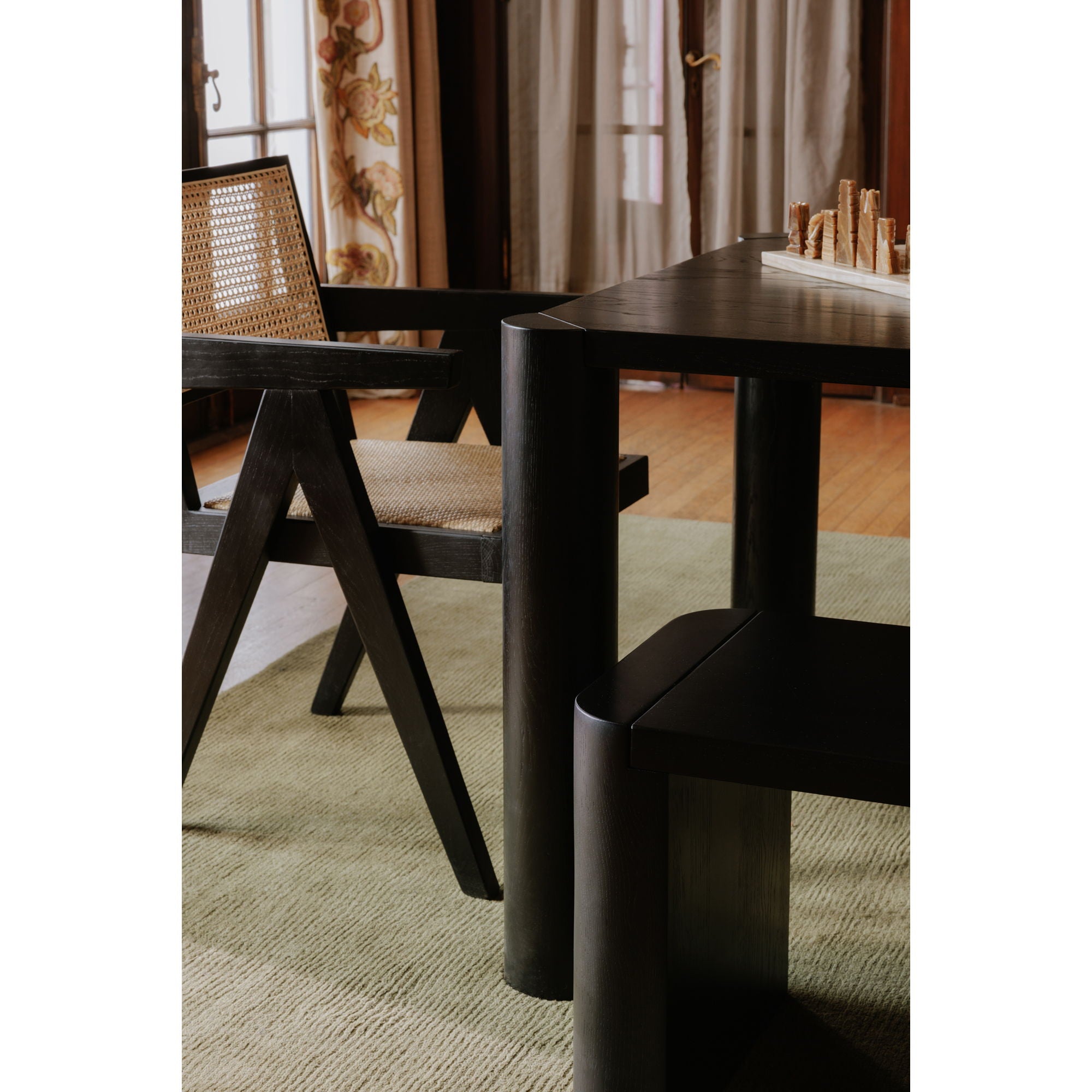 Post - Small Dining Bench - Black Oak