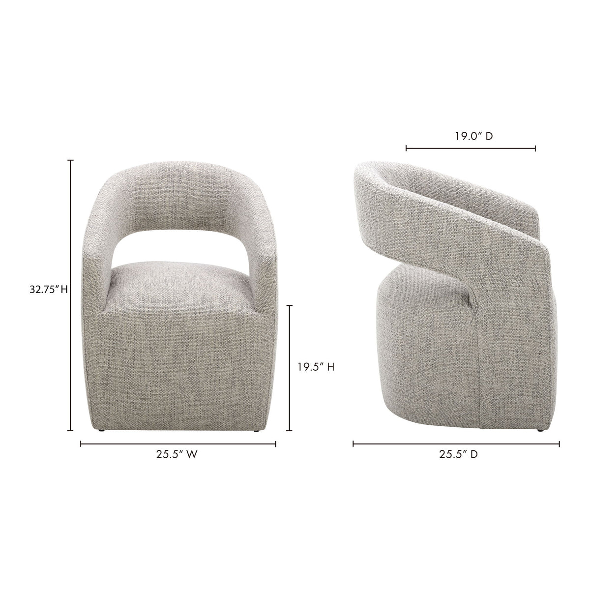 Barrow - Rolling Dining Chair - Gray Storm