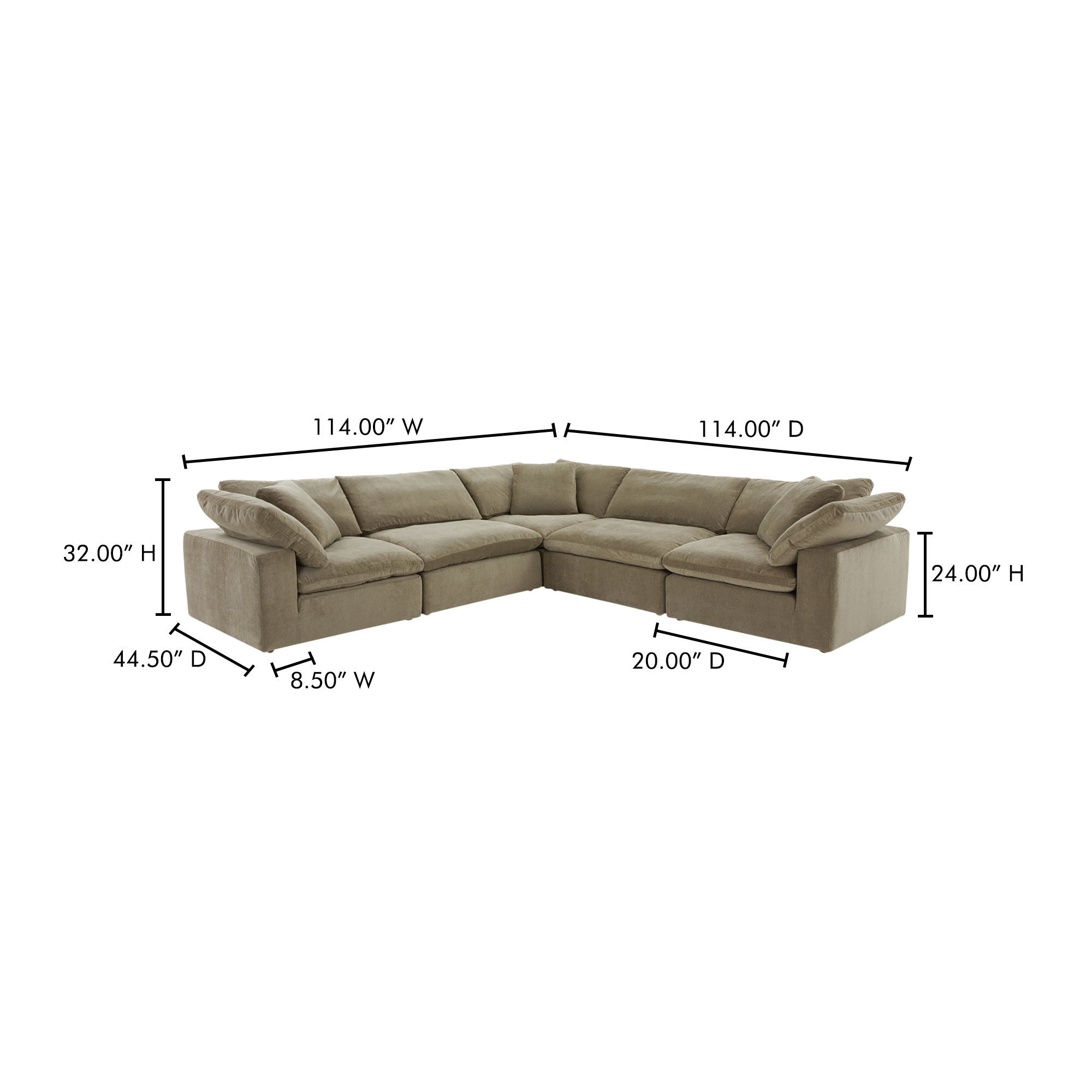 Terra Classic - Performance Fabric L Modular Sectional - Desert Sage